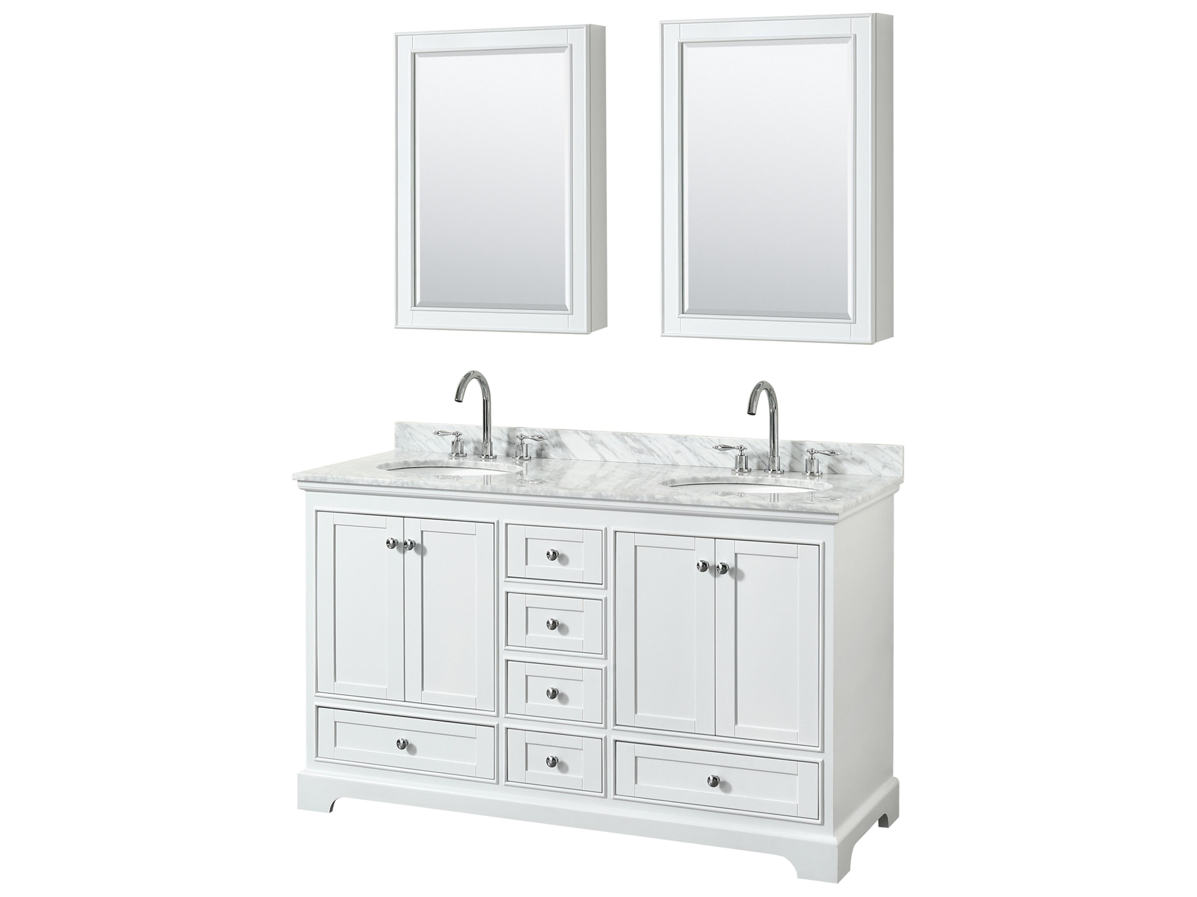 Wyndham Collection Deborah 60" White Vanity with Medicine Cabinet