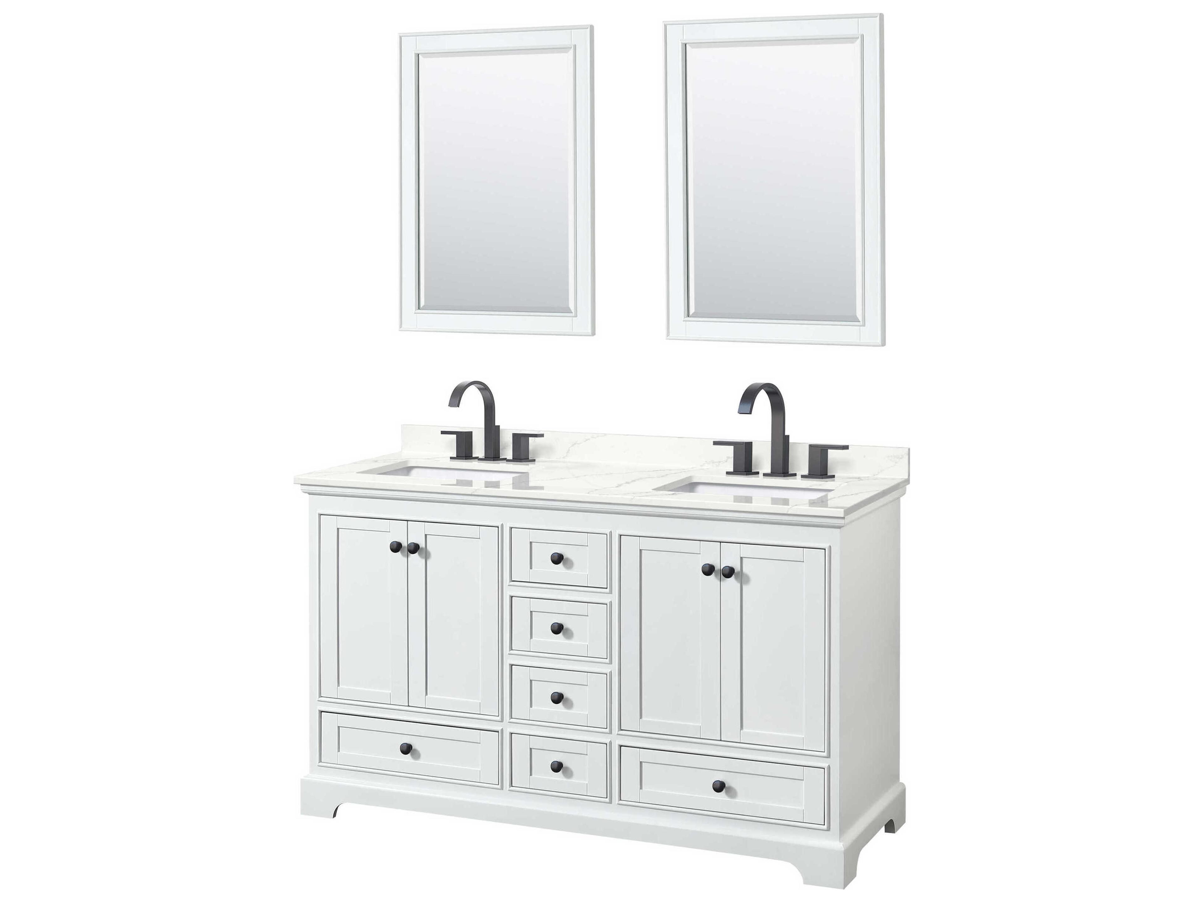 Wyndham Collection Deborah 60" White Vanity with 24" Mirror