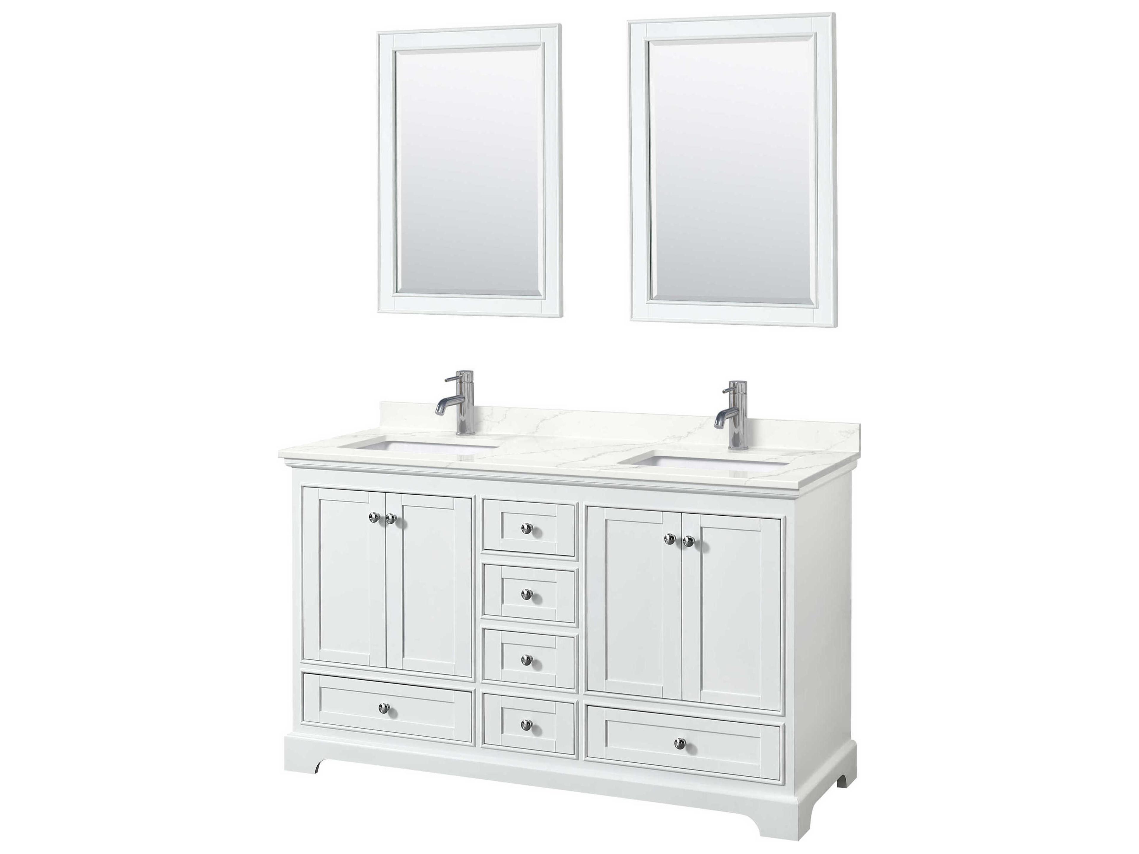 Wyndham Collection Deborah 60" White Vanity with 24" Mirror