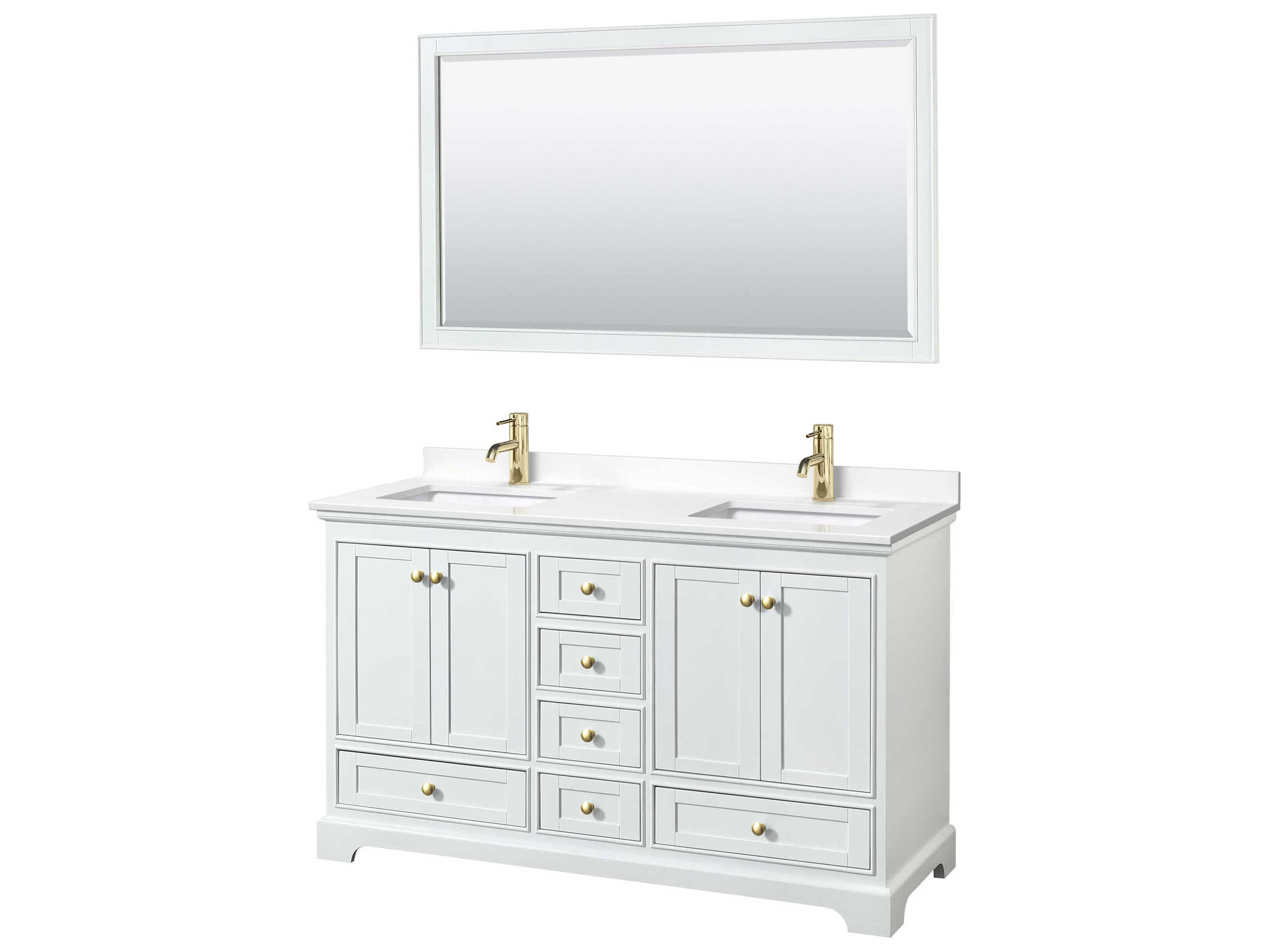 Wyndham Collection Deborah 60" White Vanity with 58" Mirror