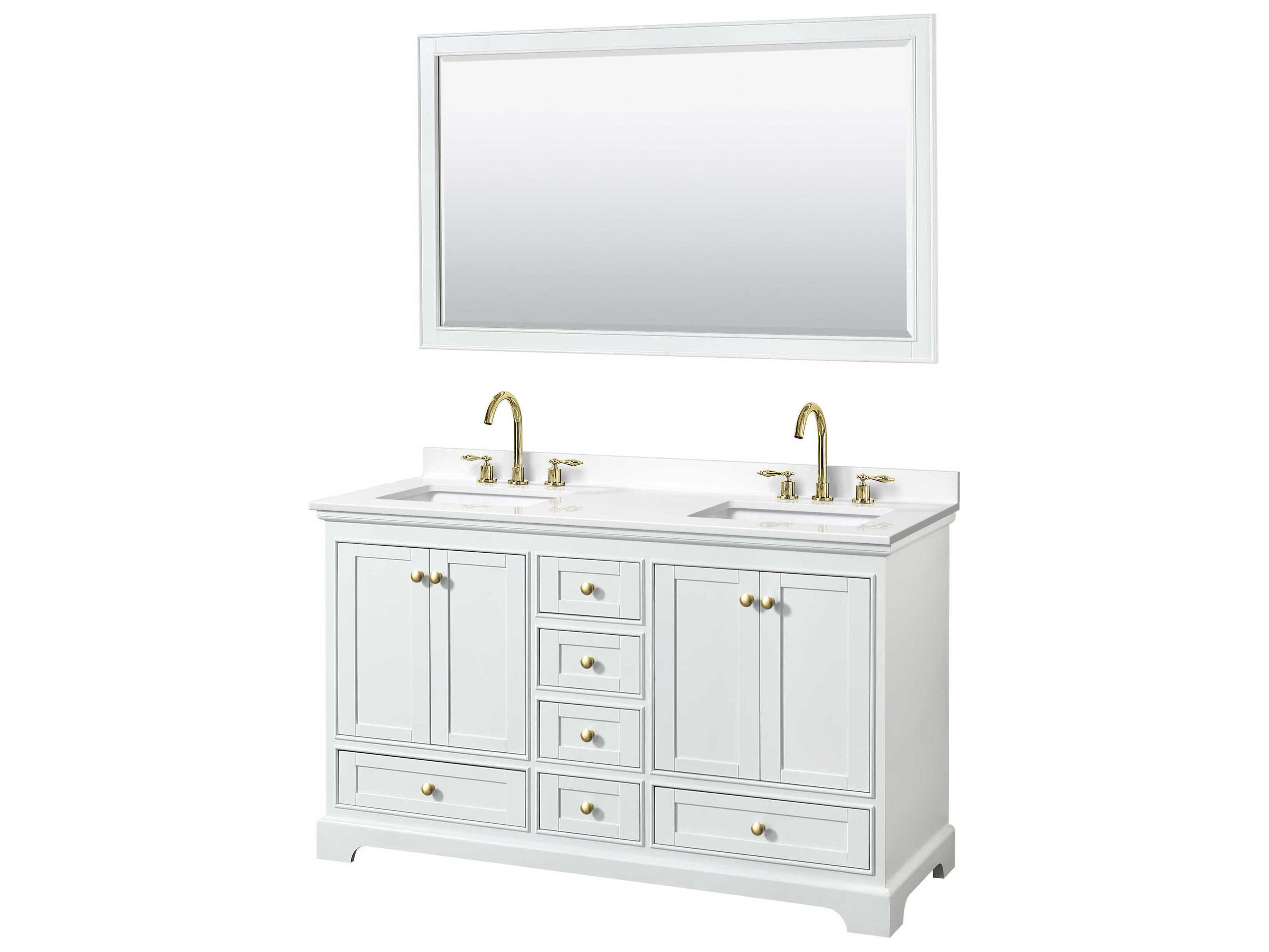 Wyndham Collection Deborah 60" White Vanity with 58" Mirror