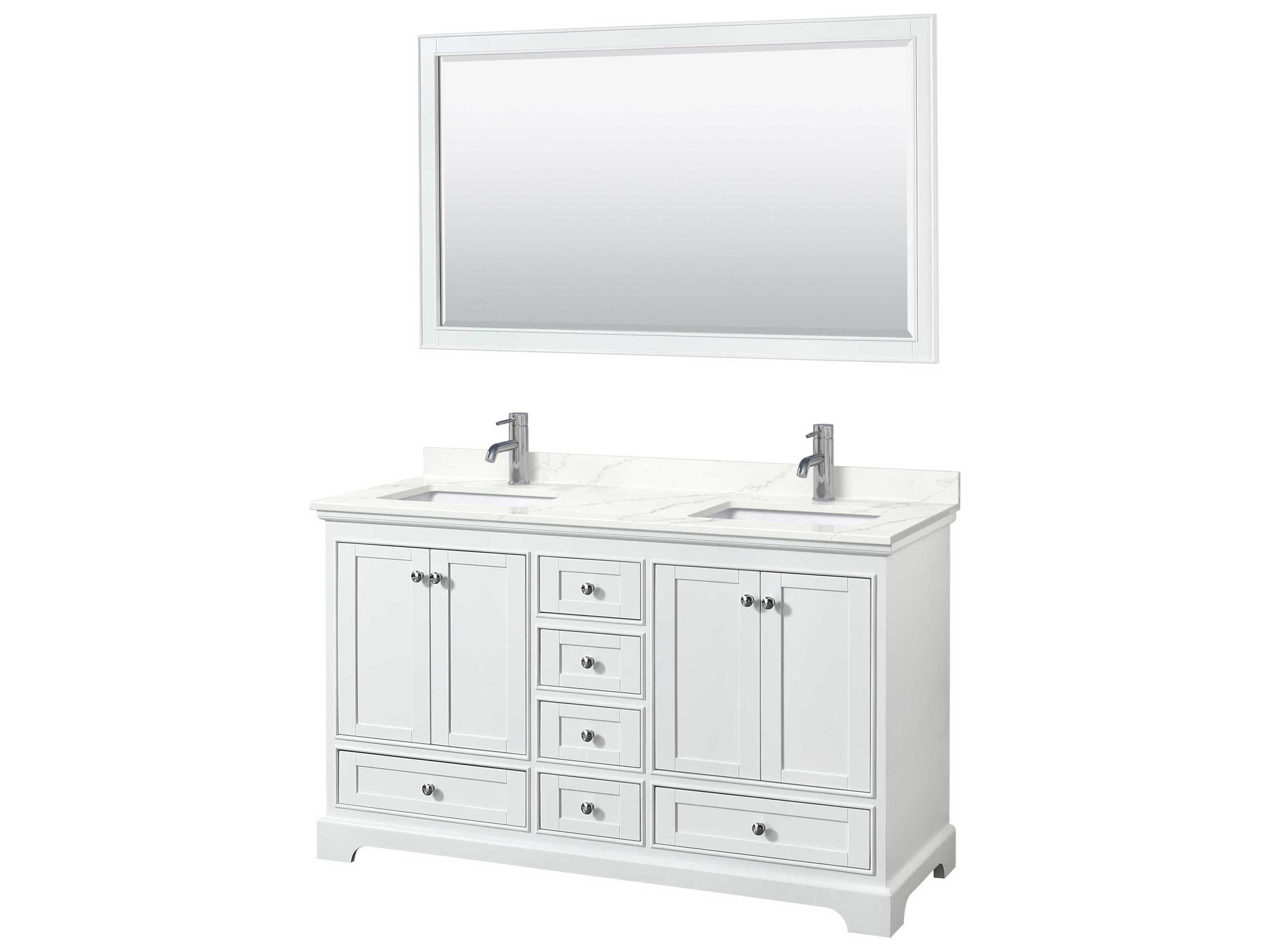 Wyndham Collection Deborah 60" White Vanity with 58" Mirror