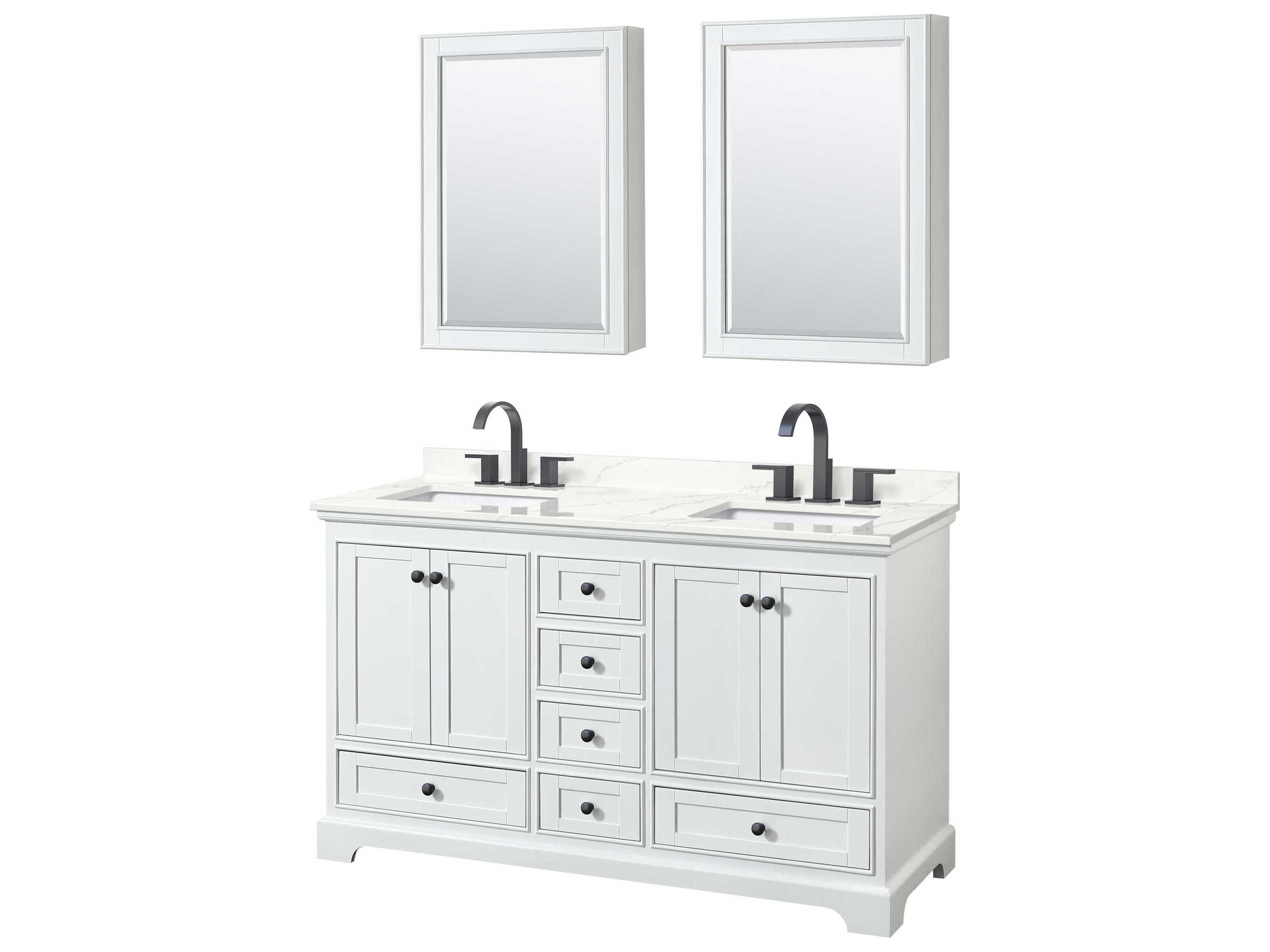Wyndham Collection Deborah 60" White Vanity with Medicine Cabinet