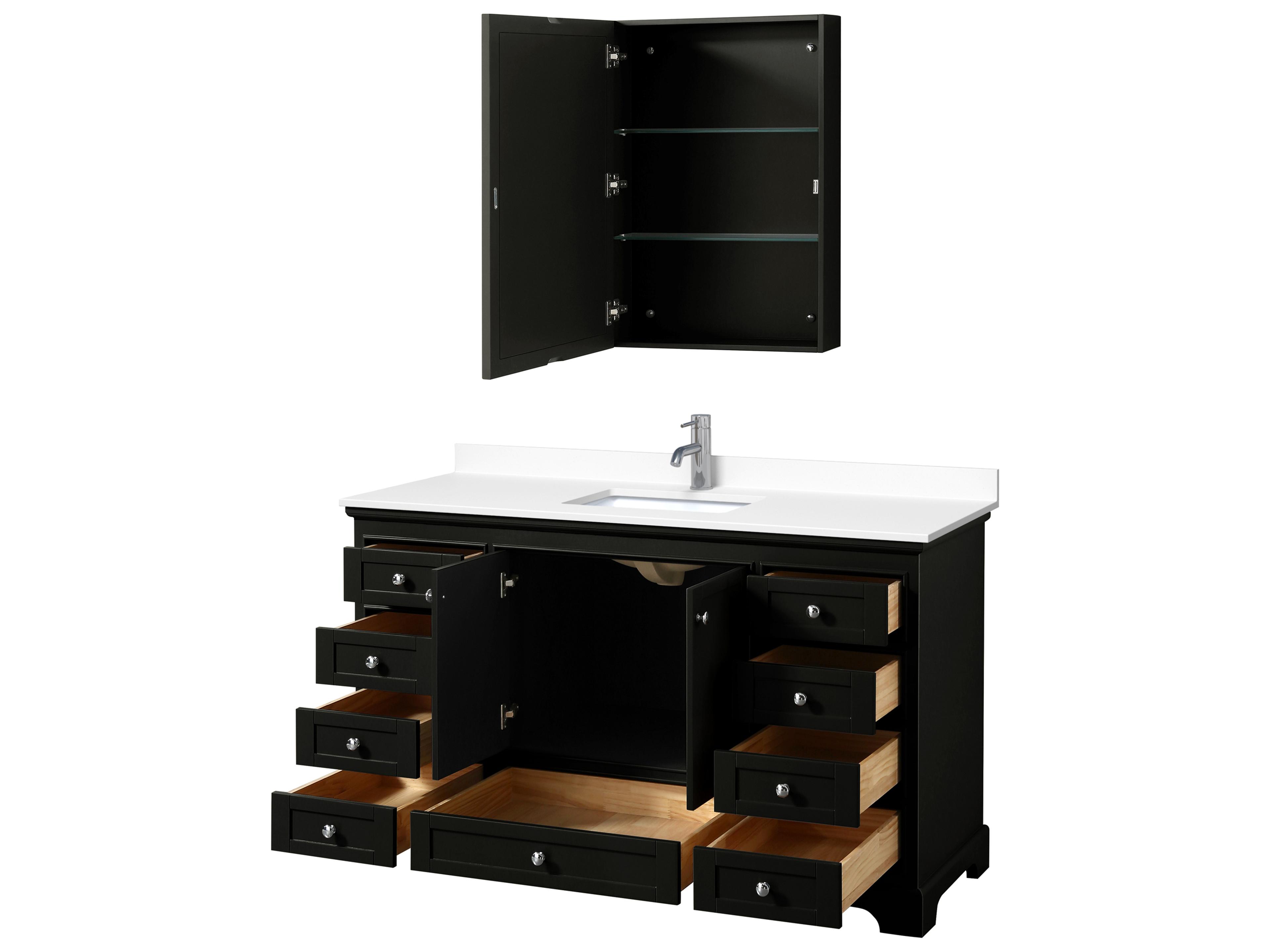 Wyndham Collection Deborah 60" Dark Espresso Vanity with Medicine Cabinet