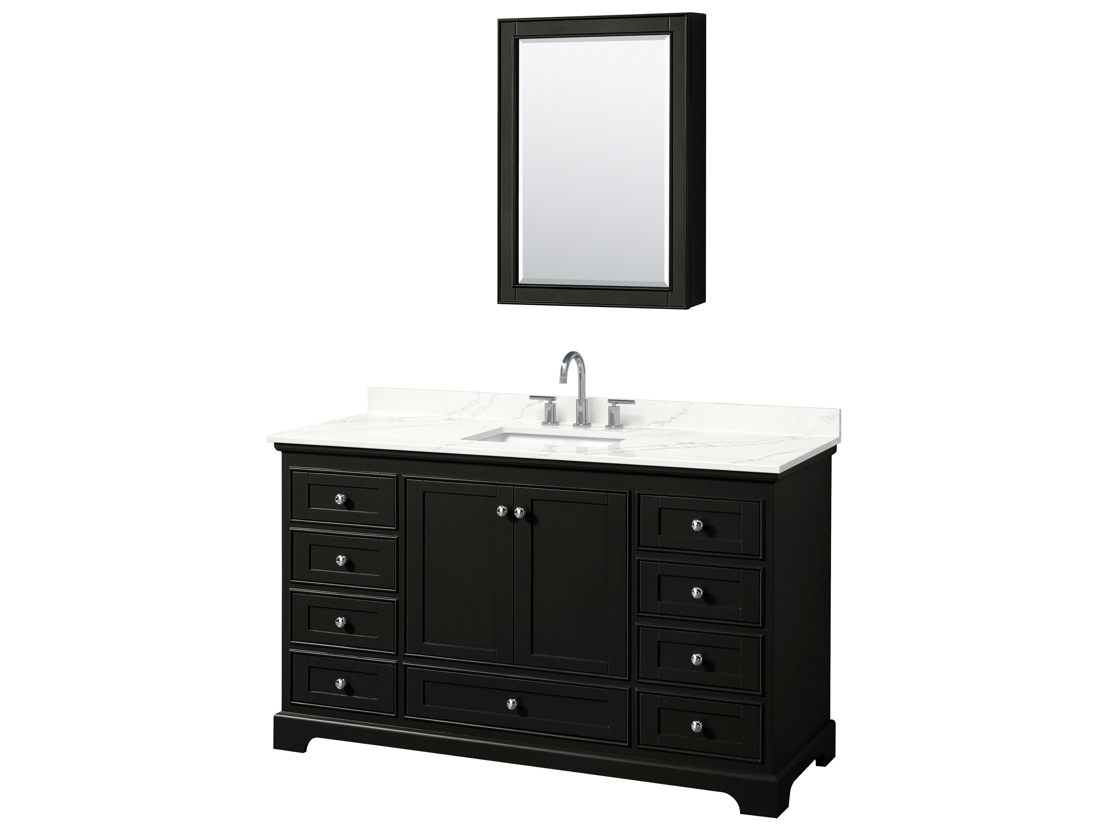 Wyndham Collection Deborah 60" Dark Espresso Vanity with Medicine Cabinet