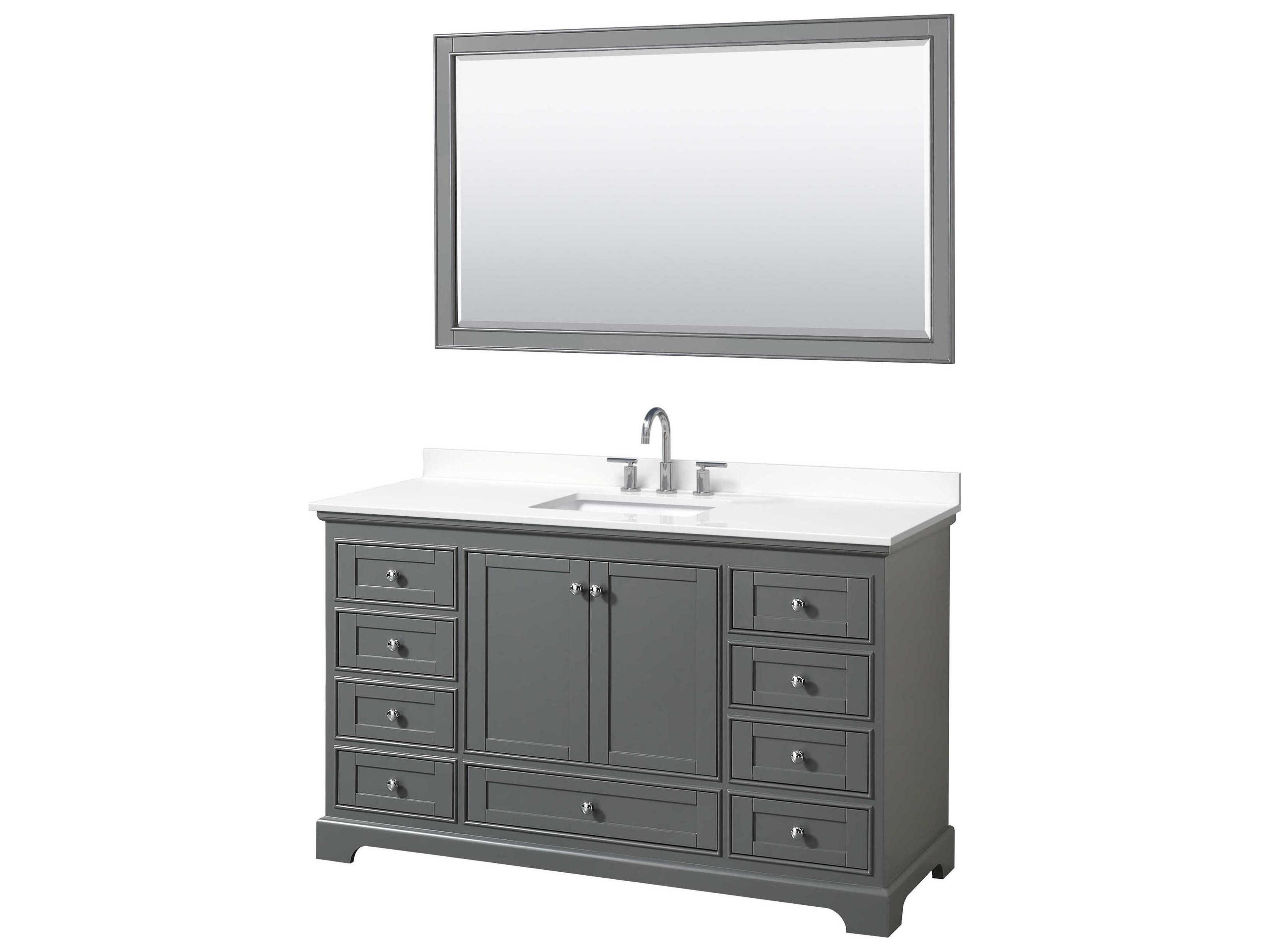 Wyndham Collection Deborah 60" Dark Gray Vanity with 58" Mirror