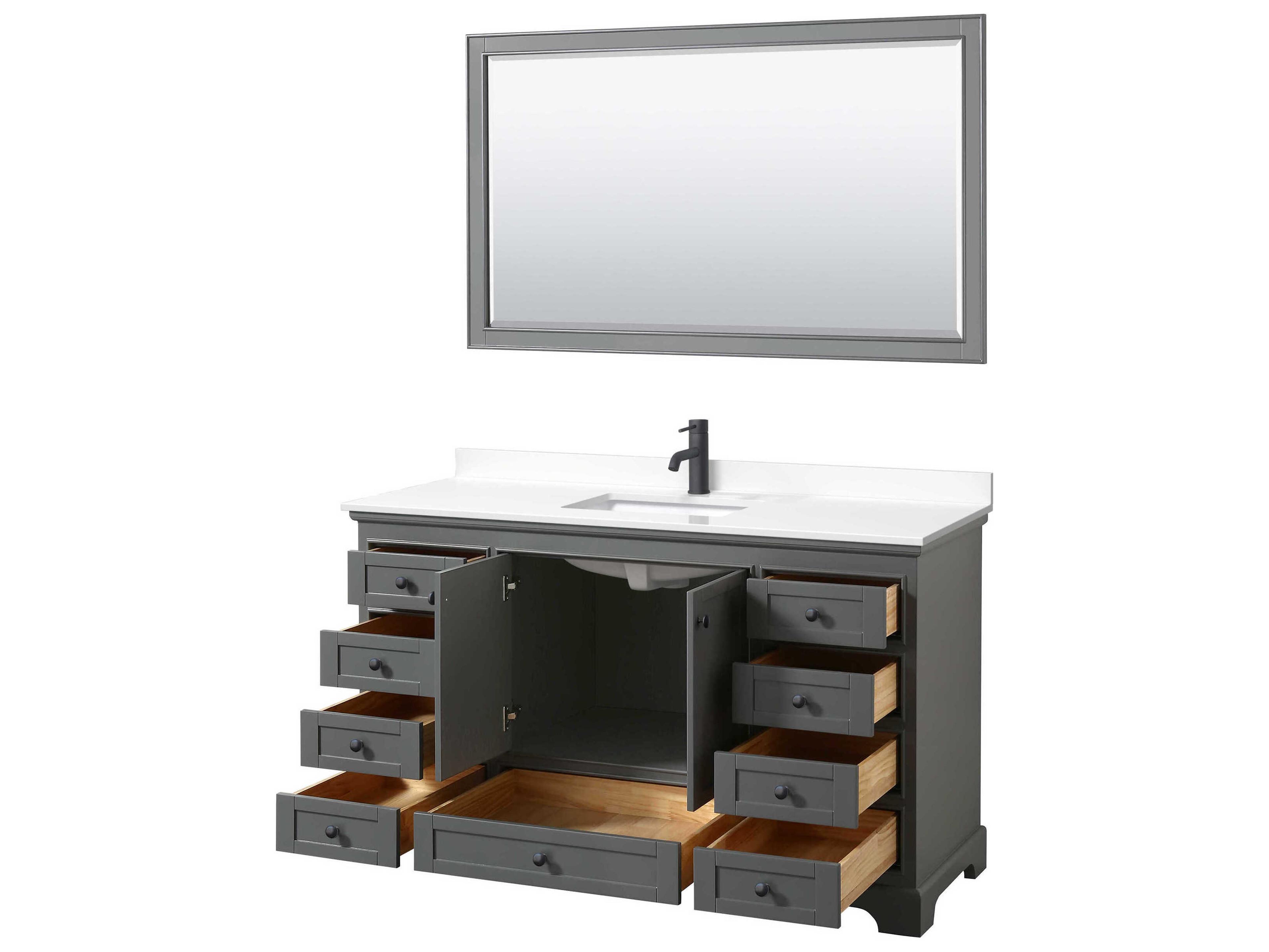 Wyndham Collection Deborah 60" Dark Gray Vanity with 58" Mirror
