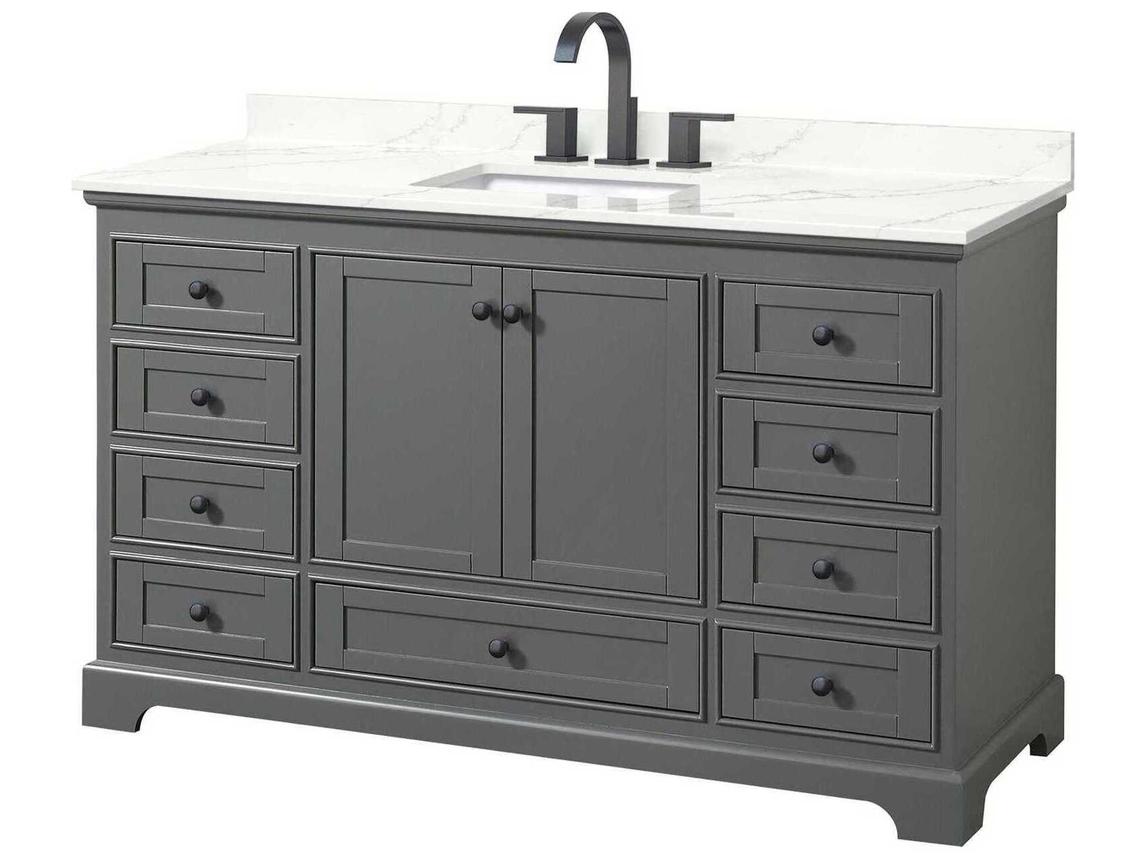 Wyndham Collection Deborah 60" Dark Gray Vanity