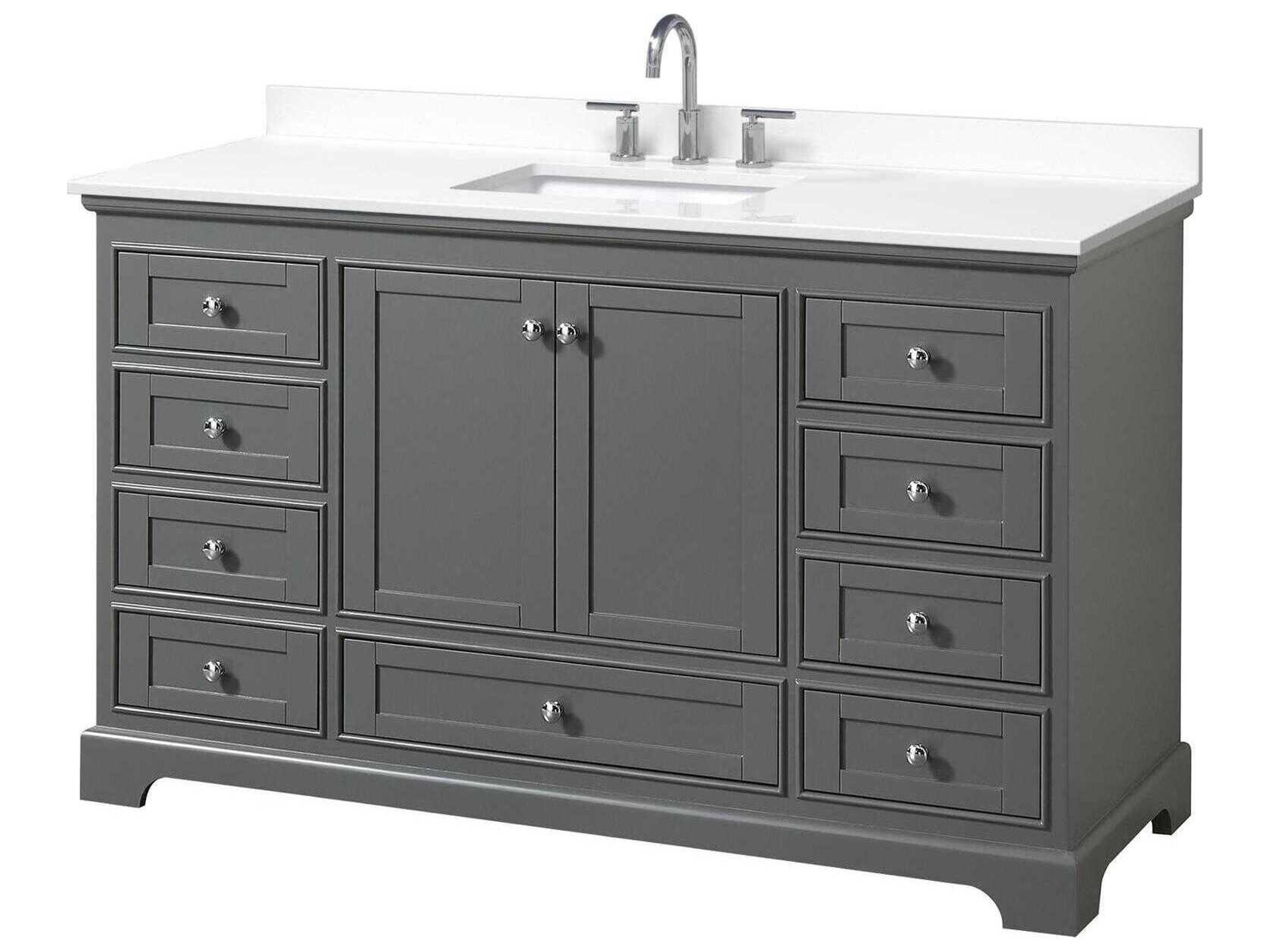 Wyndham Collection Deborah 60" Dark Gray Vanity