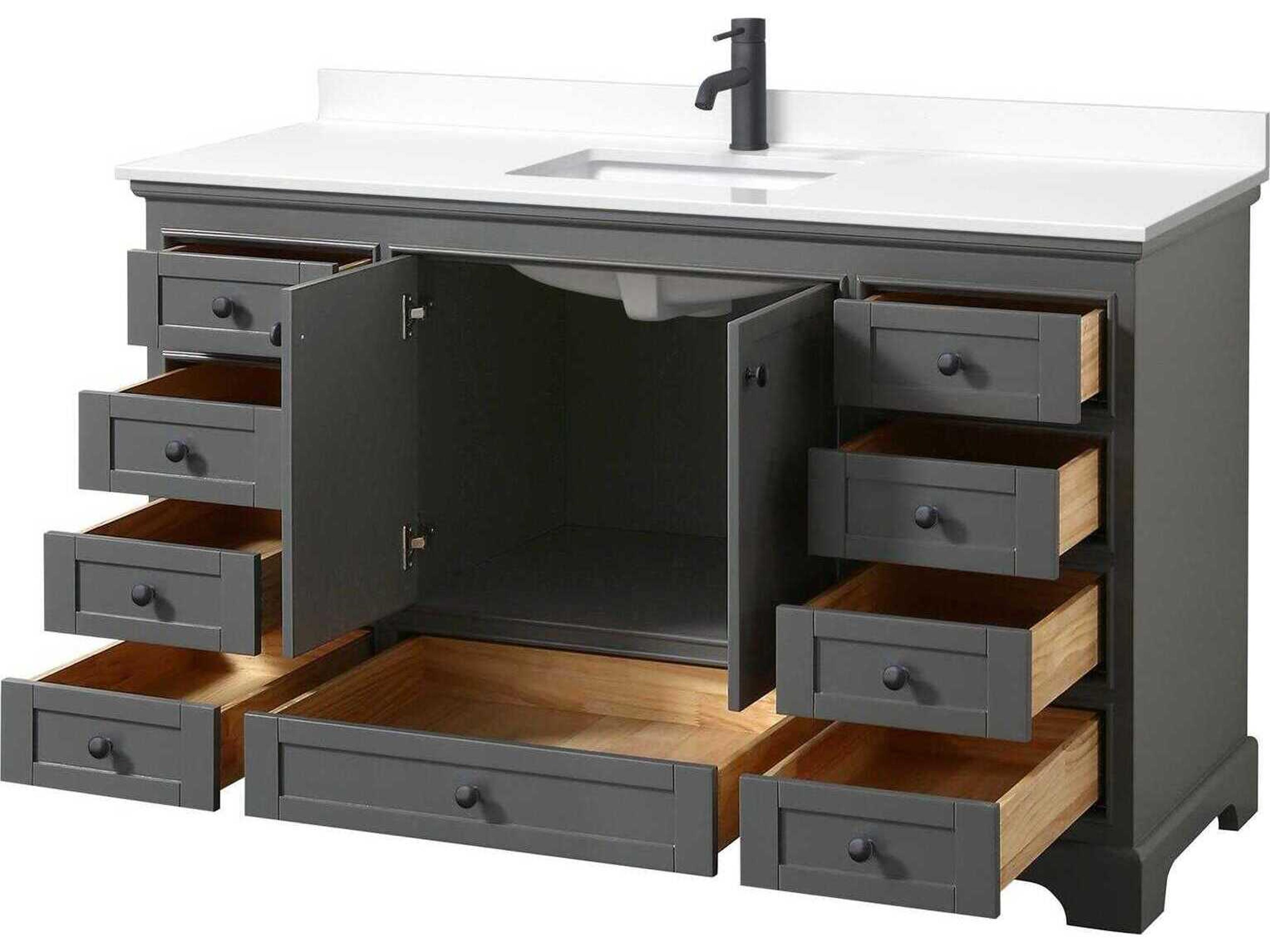 Wyndham Collection Deborah 60" Dark Gray Vanity