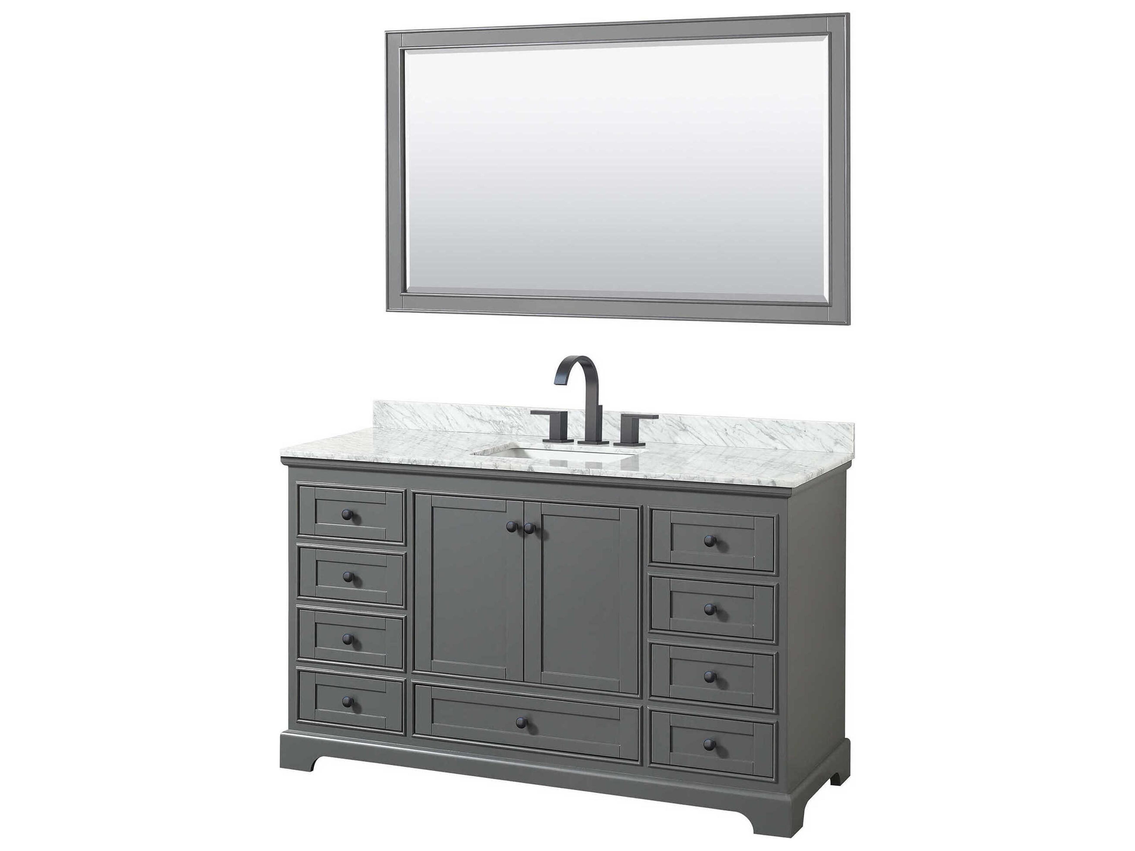 Wyndham Collection Deborah 60" Dark Gray Vanity with 58" Mirror