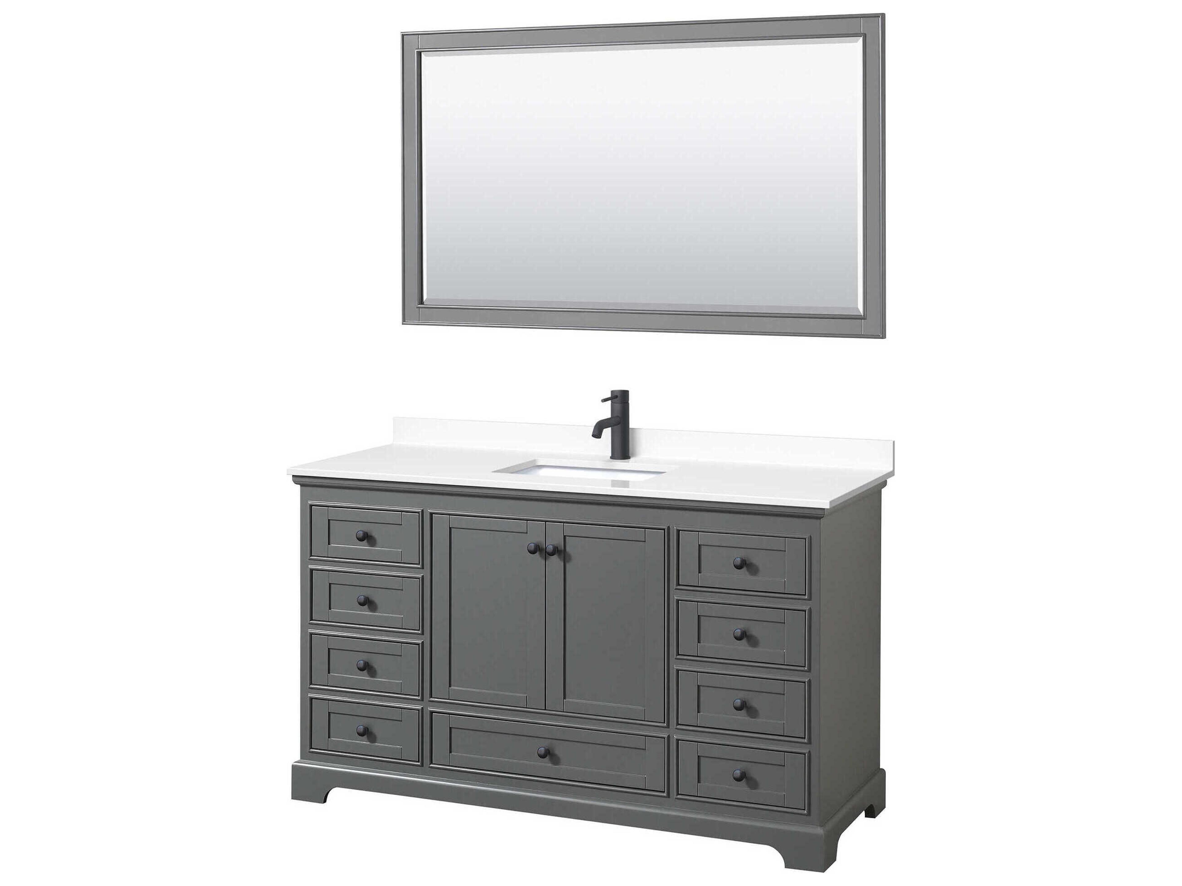 Wyndham Collection Deborah 60" Dark Gray Vanity with 58" Mirror