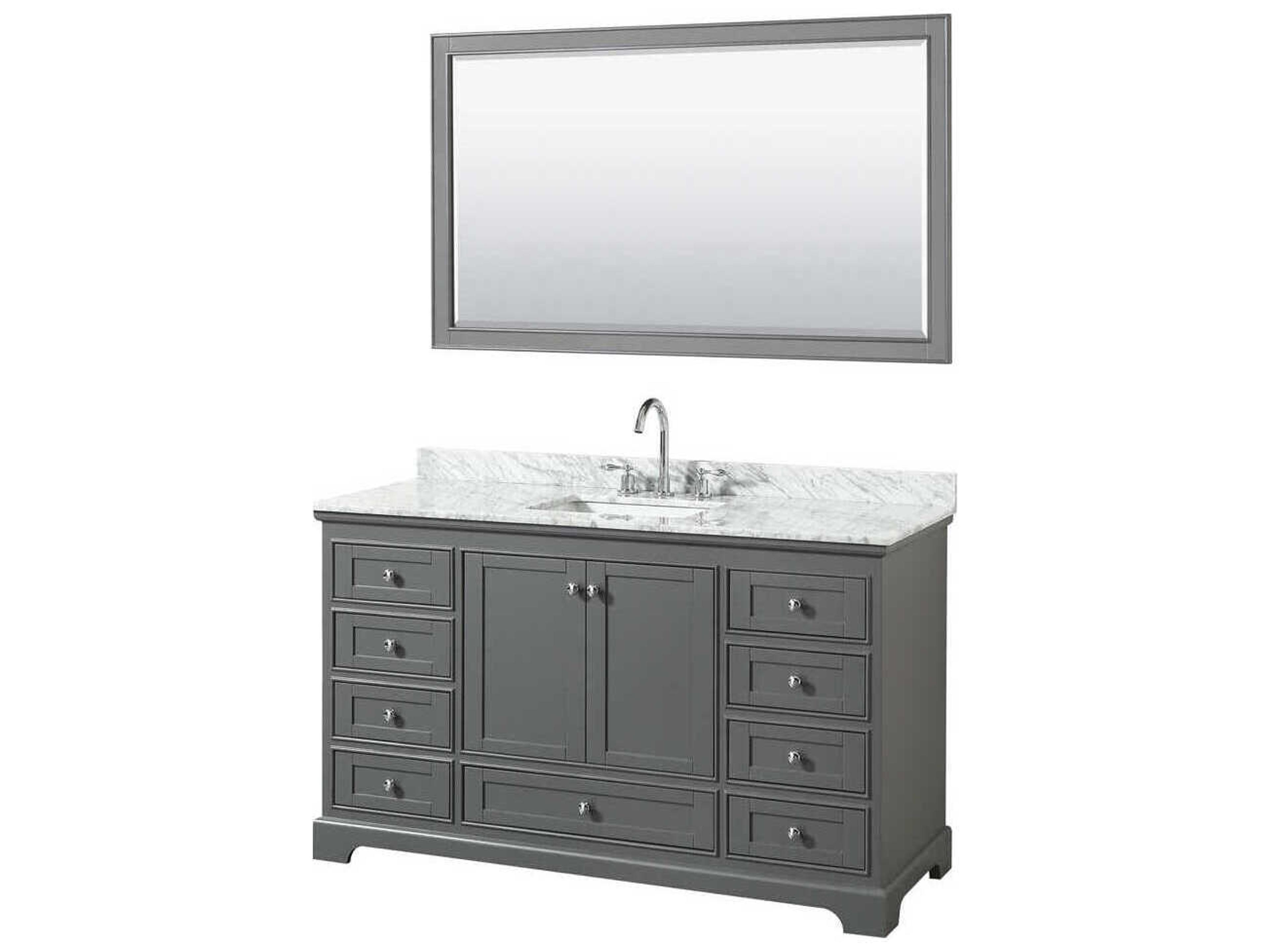 Wyndham Collection Deborah 60" Dark Gray Vanity with 58" Mirror