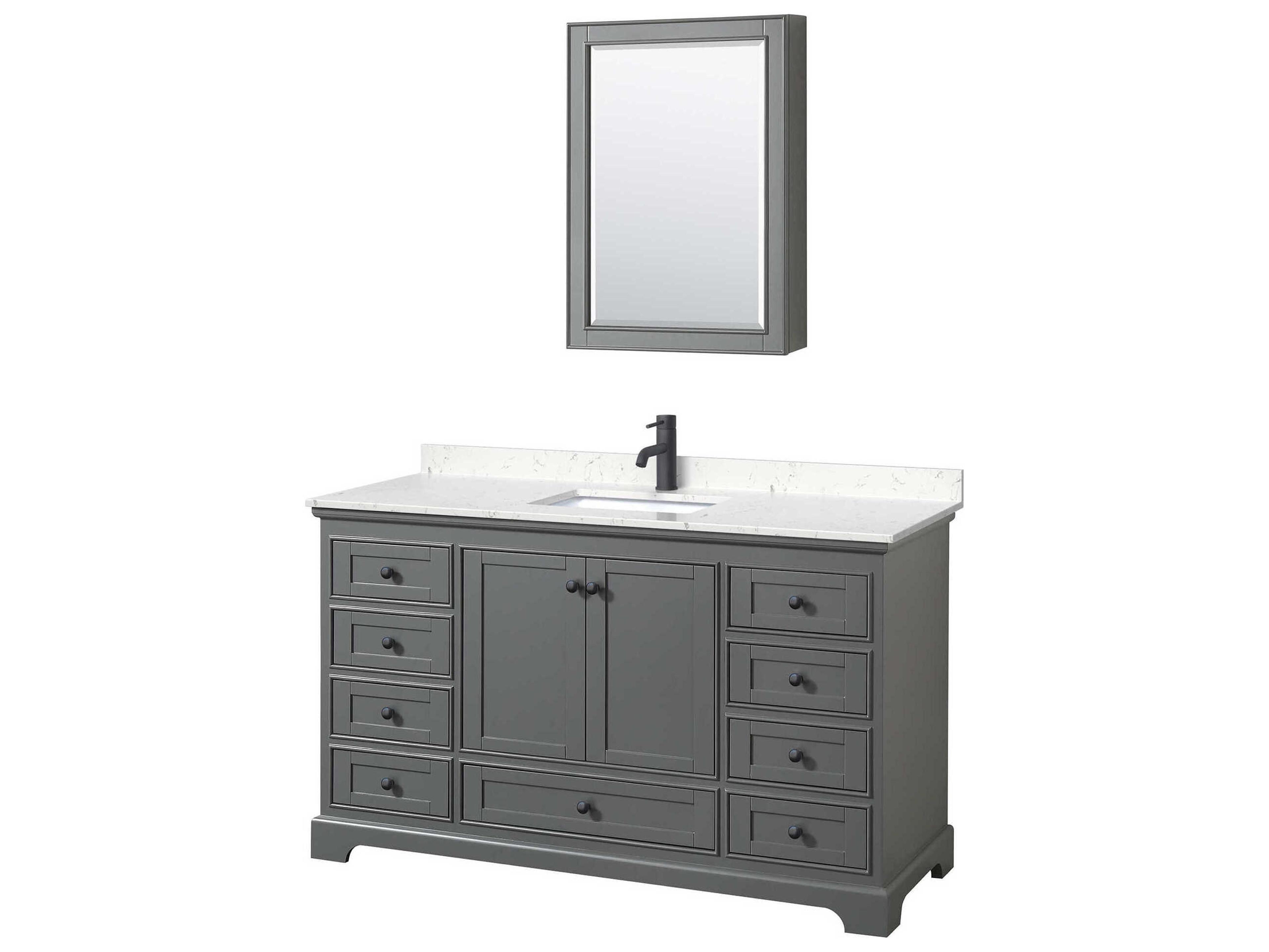 Deborah 60" Dark Gray Vanity with Medicine Cabinet