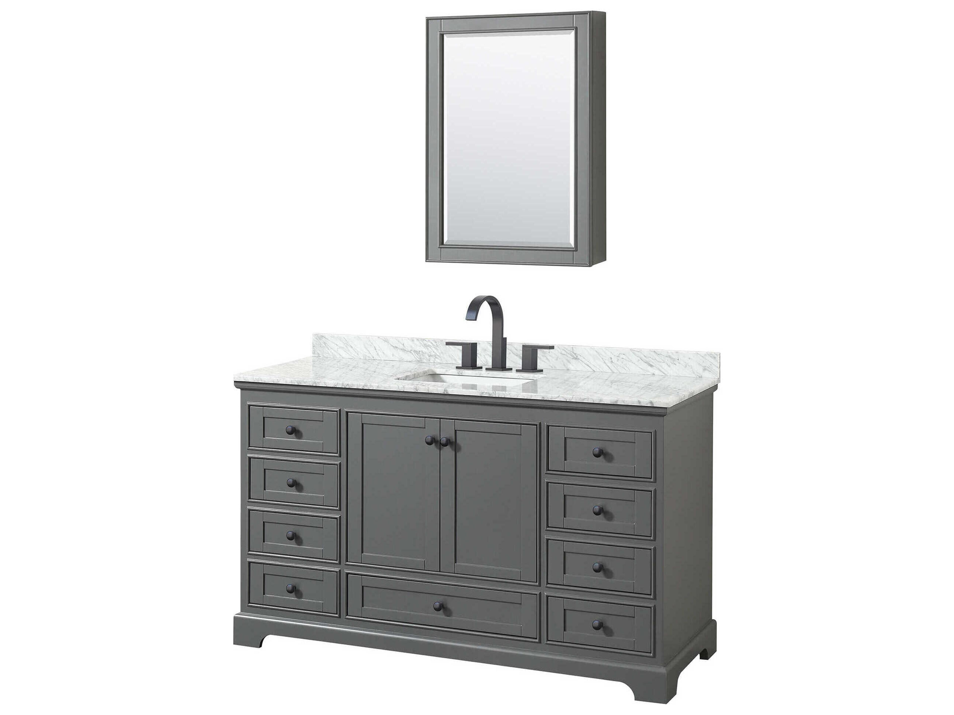 Wyndham Collection Deborah 60" Dark Gray Vanity with Medicine Cabinet