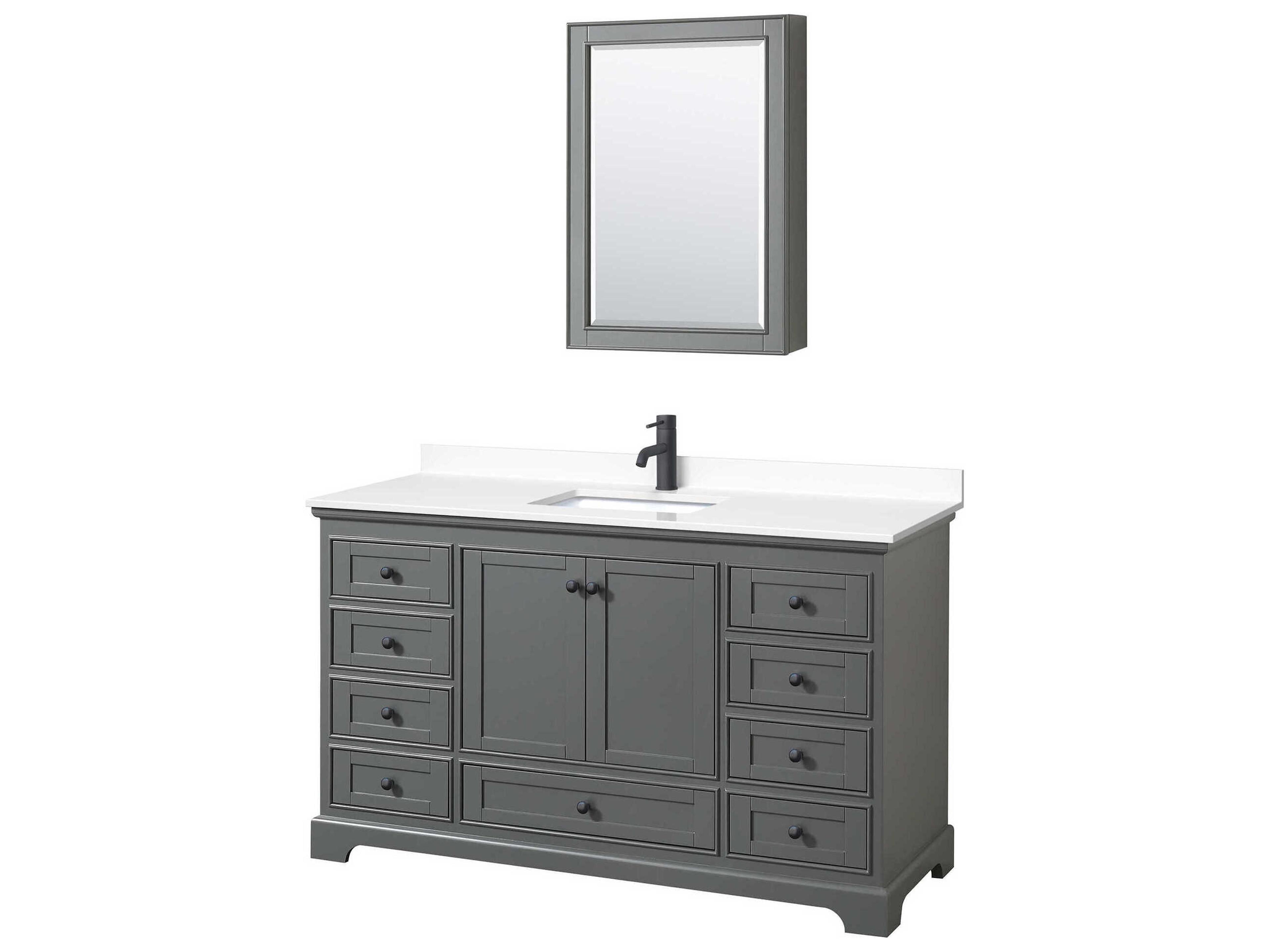 Wyndham Collection Deborah 60" Dark Gray Vanity with Medicine Cabinet