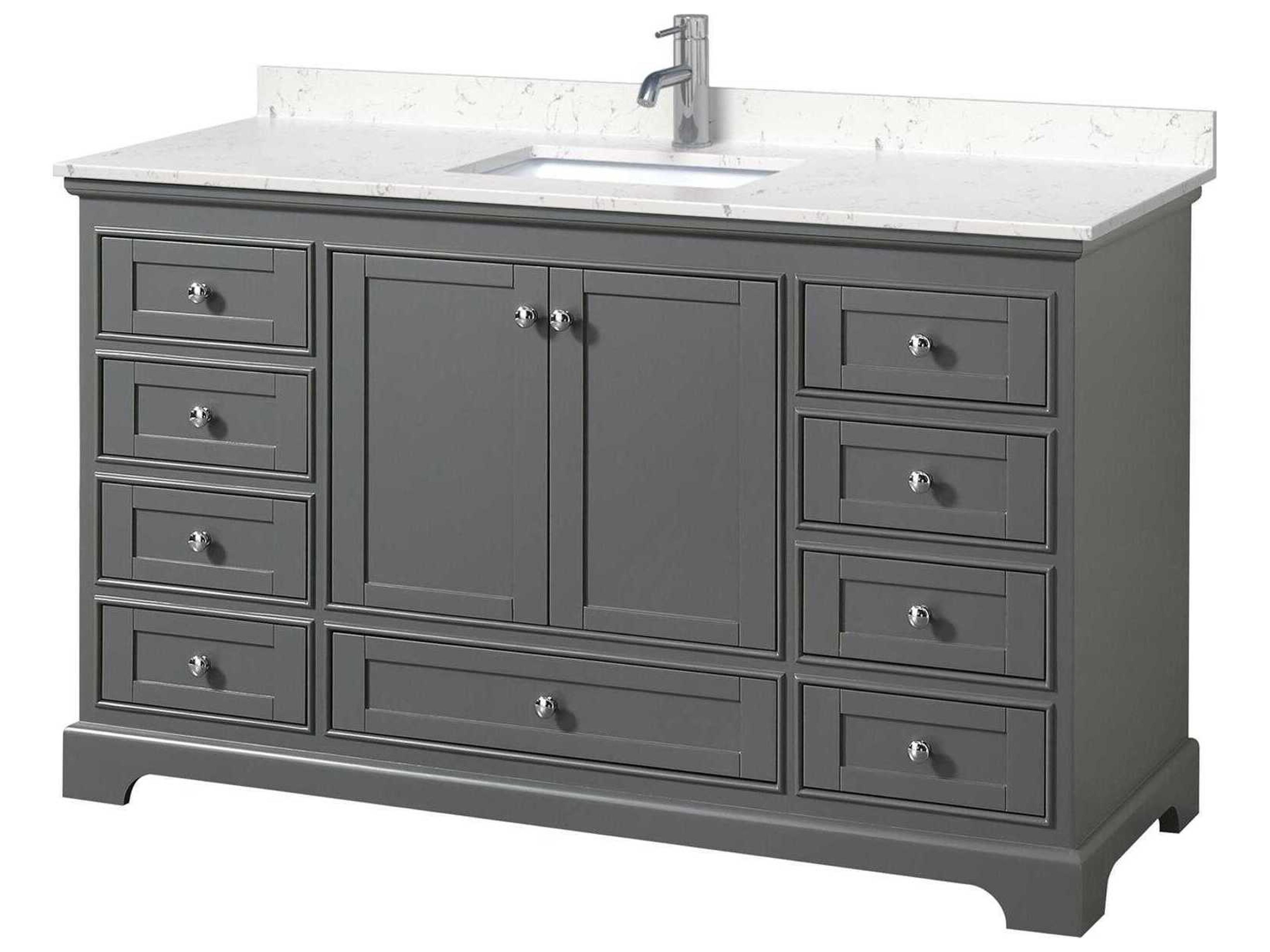 Wyndham Collection Deborah 60" Dark Gray Vanity