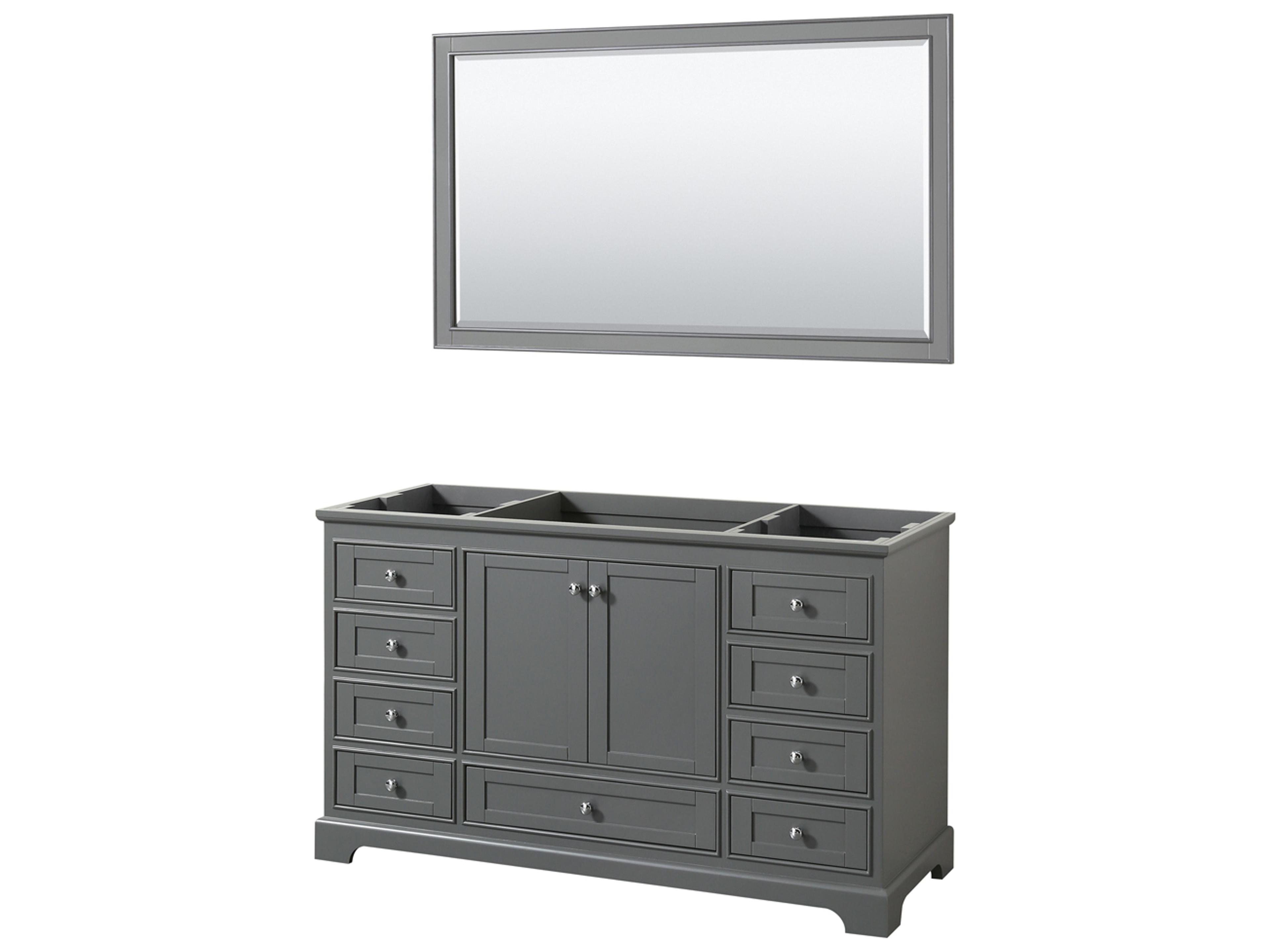 Wyndham Collection Deborah 59" Dark Gray Vanity with 58" Mirror