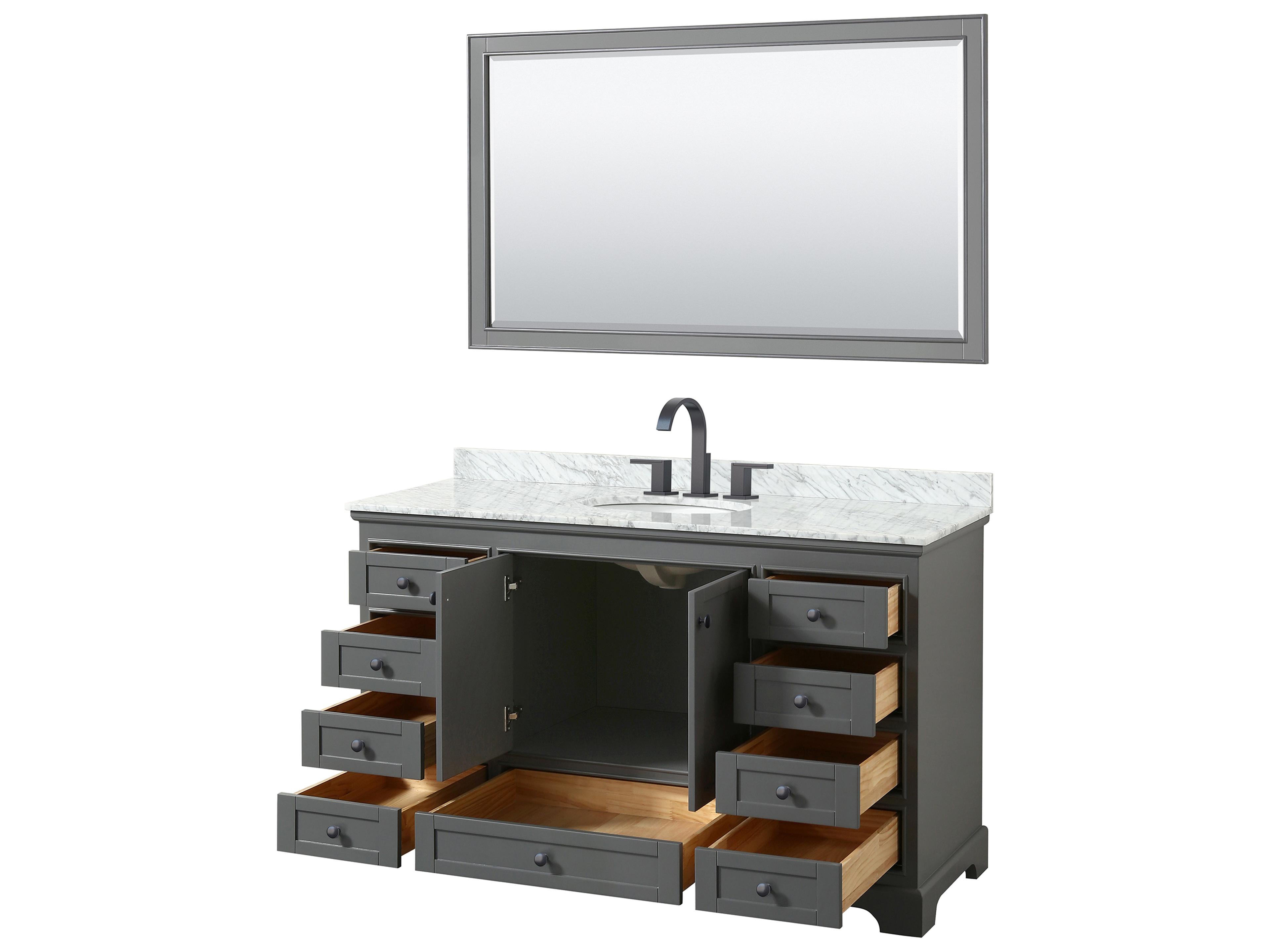 Wyndham Collection Deborah 60" Dark Gray Vanity with 58" Mirror