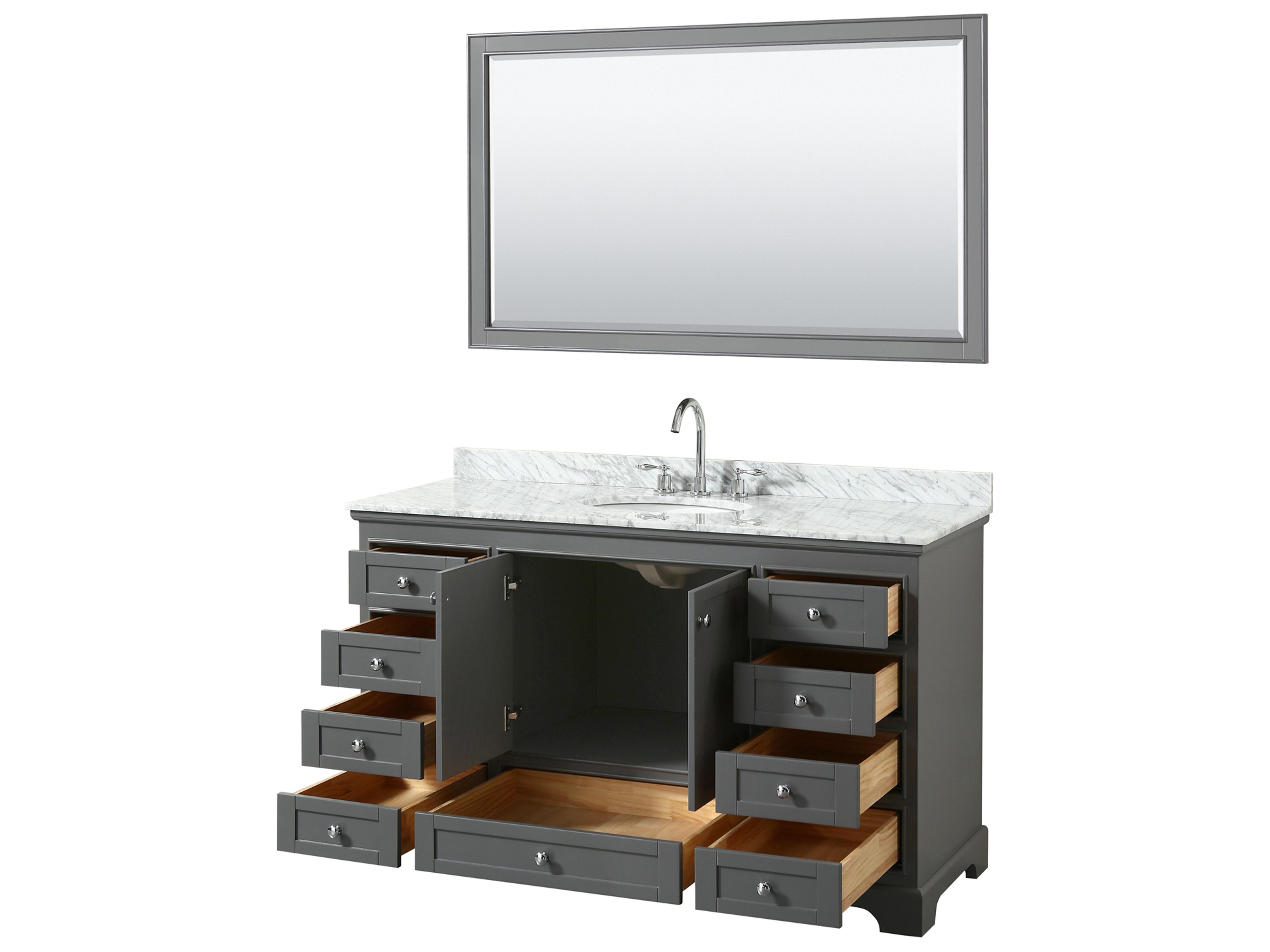 Wyndham Collection Deborah 60" Dark Gray Vanity with 58" Mirror