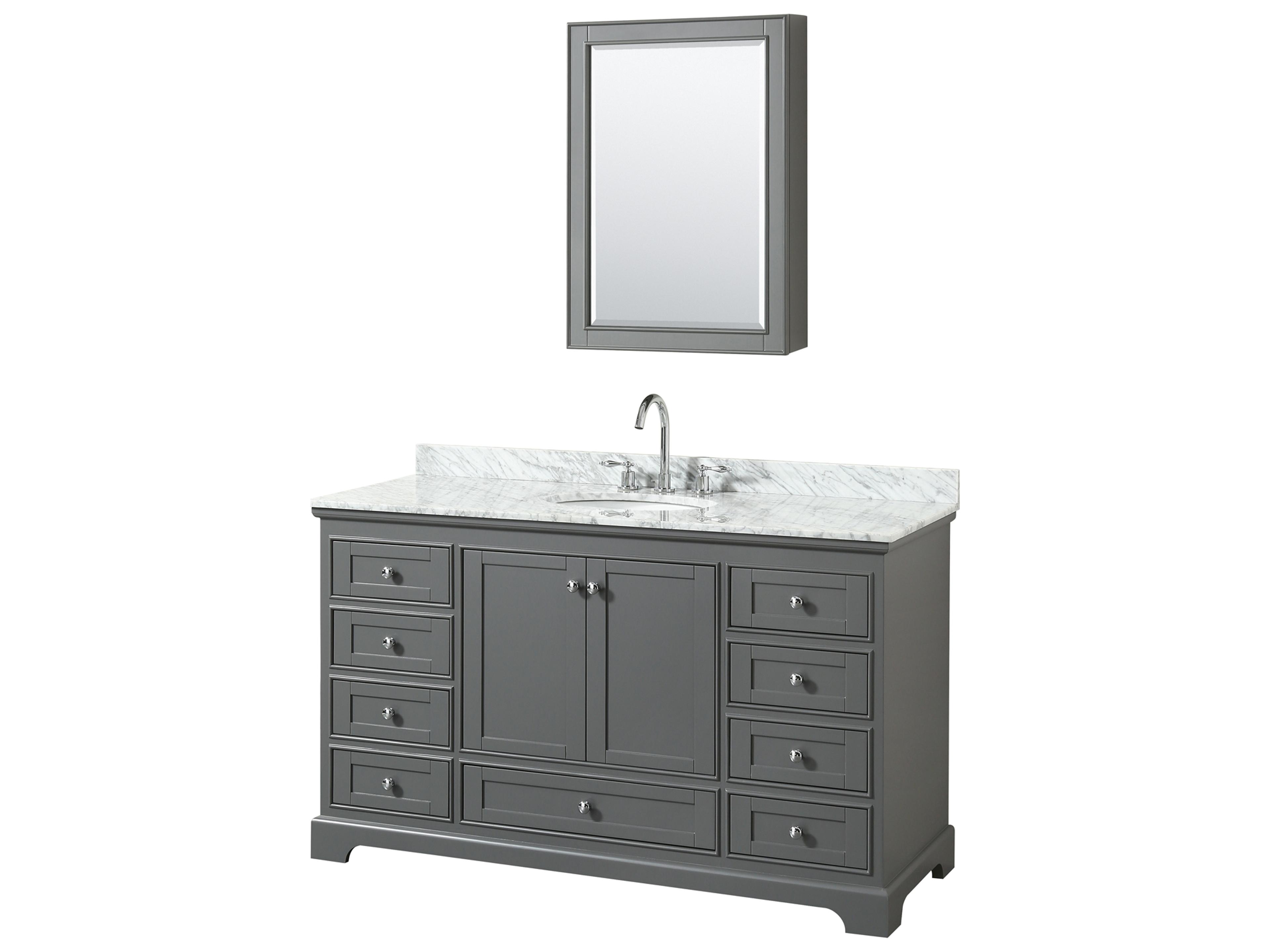Wyndham Collection Deborah 60" Dark Gray Vanity with Medicine Cabinet