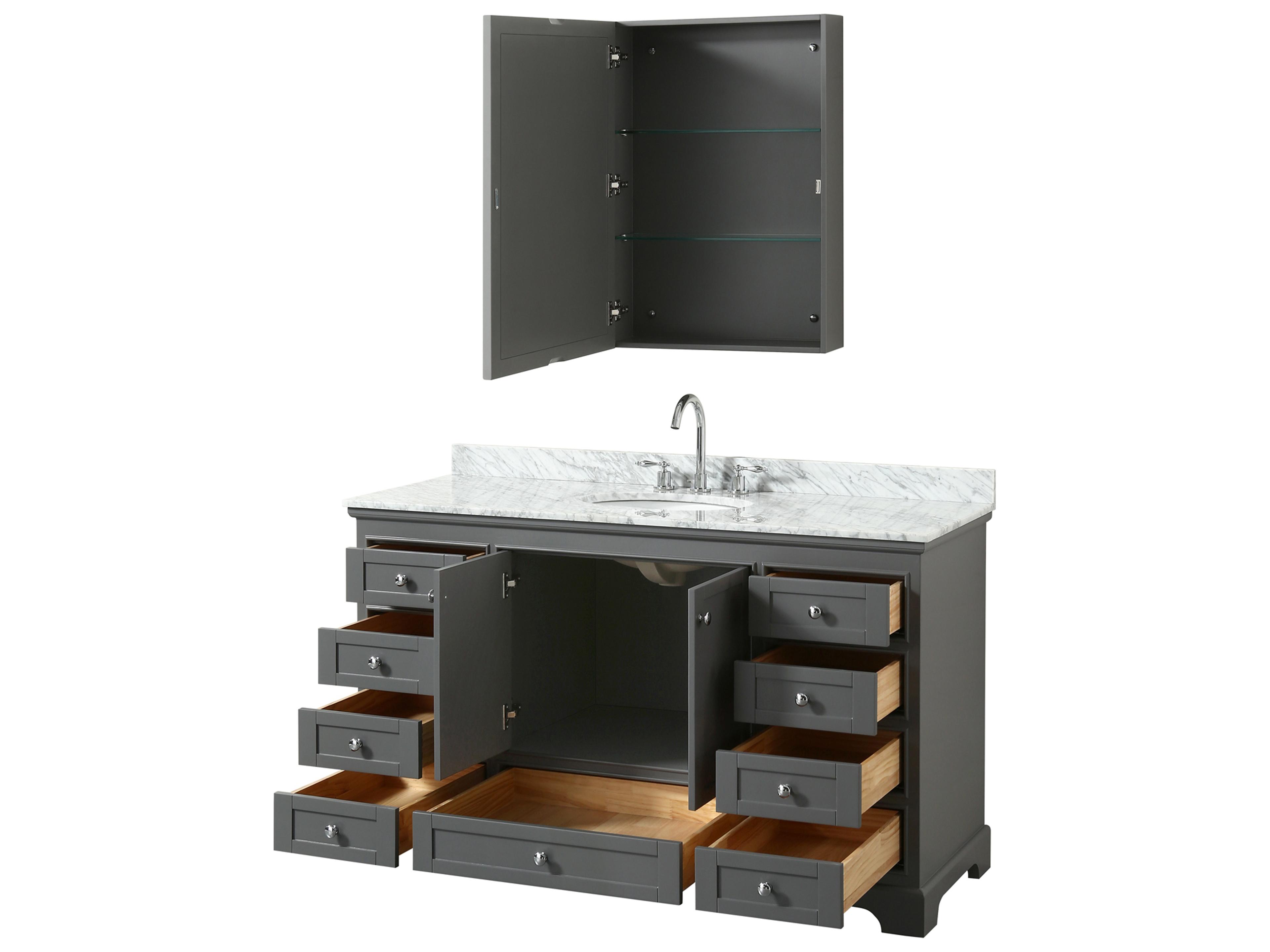 Wyndham Collection Deborah 60" Dark Gray Vanity with Medicine Cabinet
