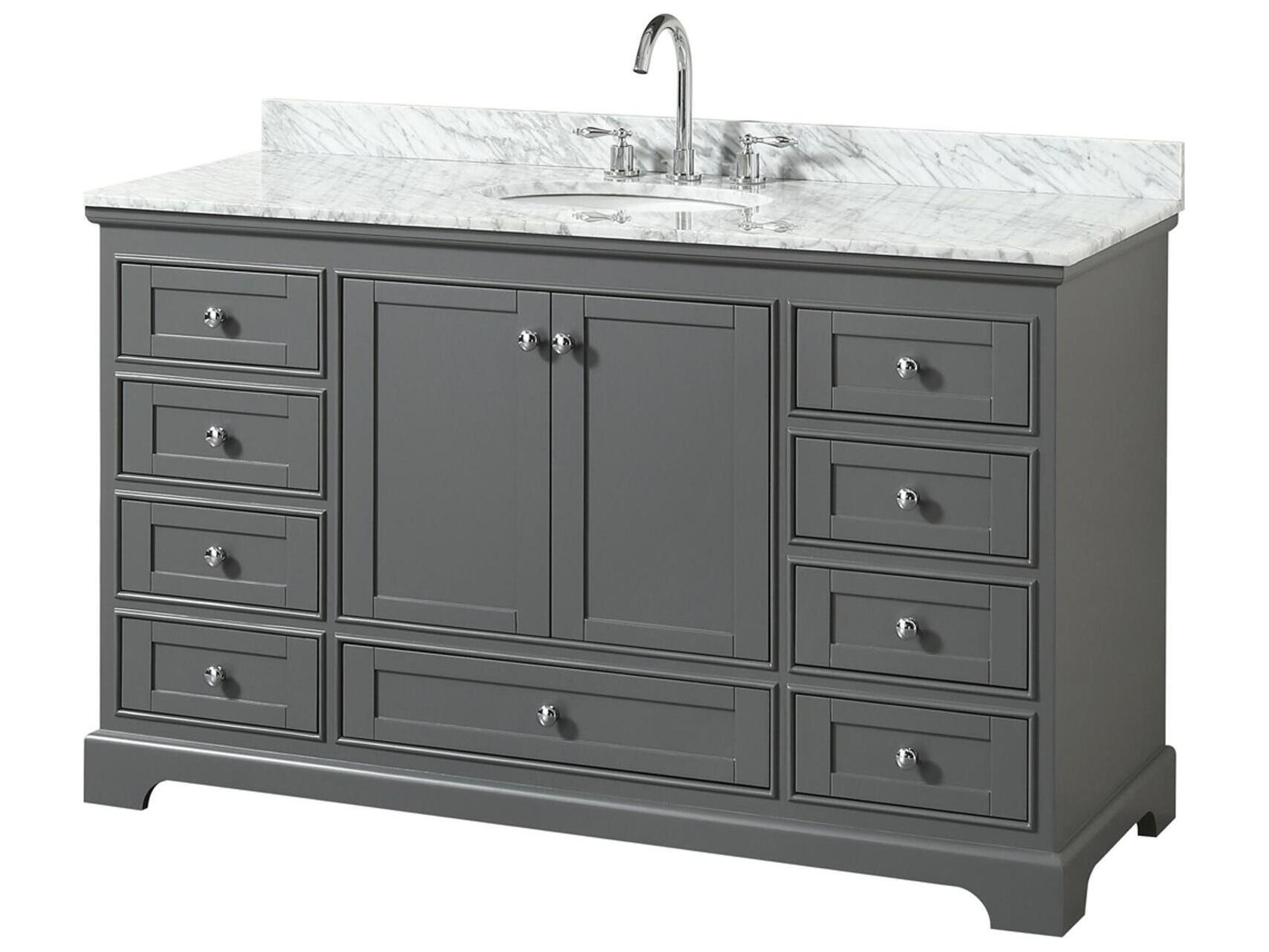 Wyndham Collection Deborah 60" Dark Gray Vanity