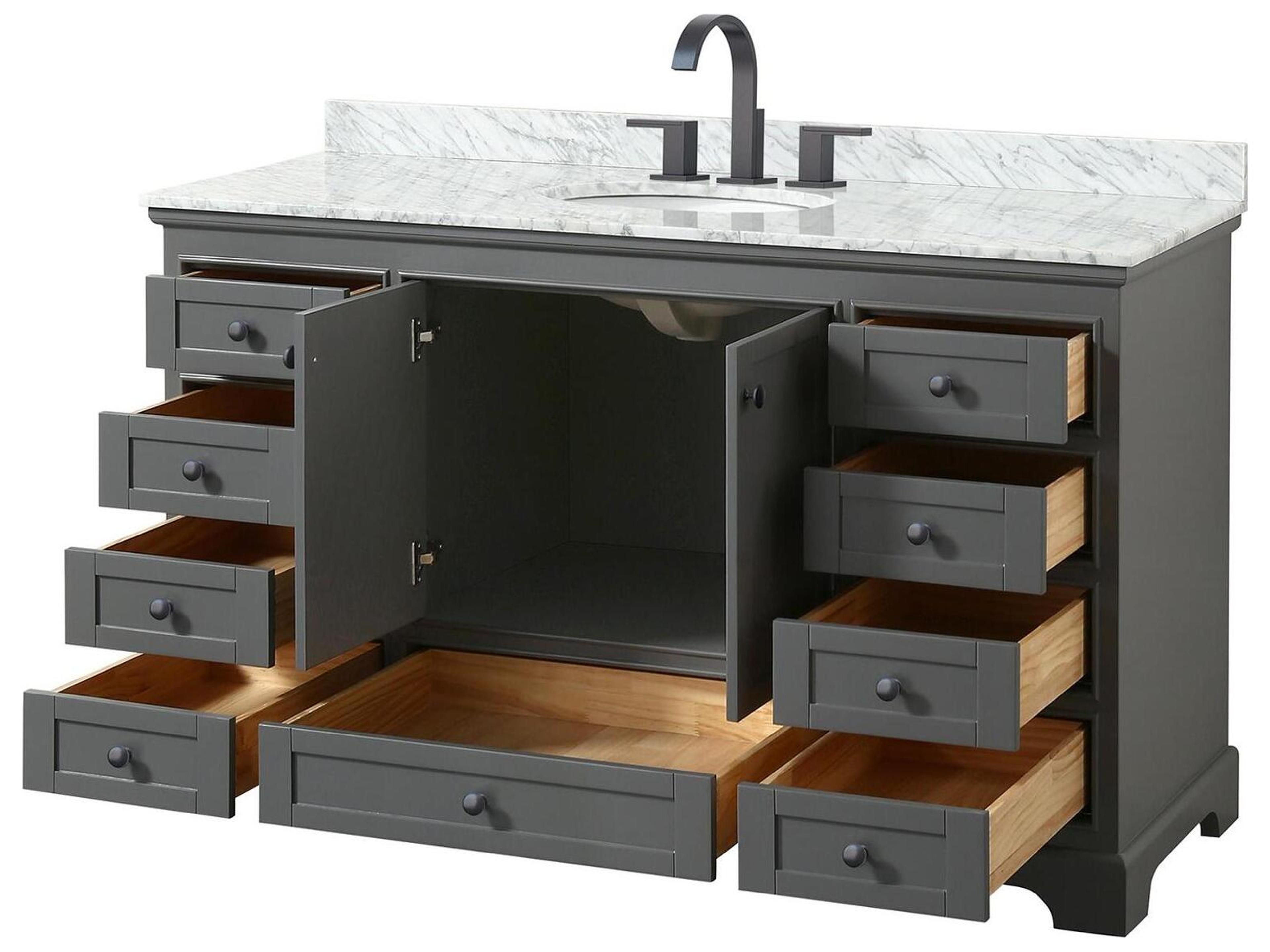 Wyndham Collection Deborah 60" Dark Gray Vanity