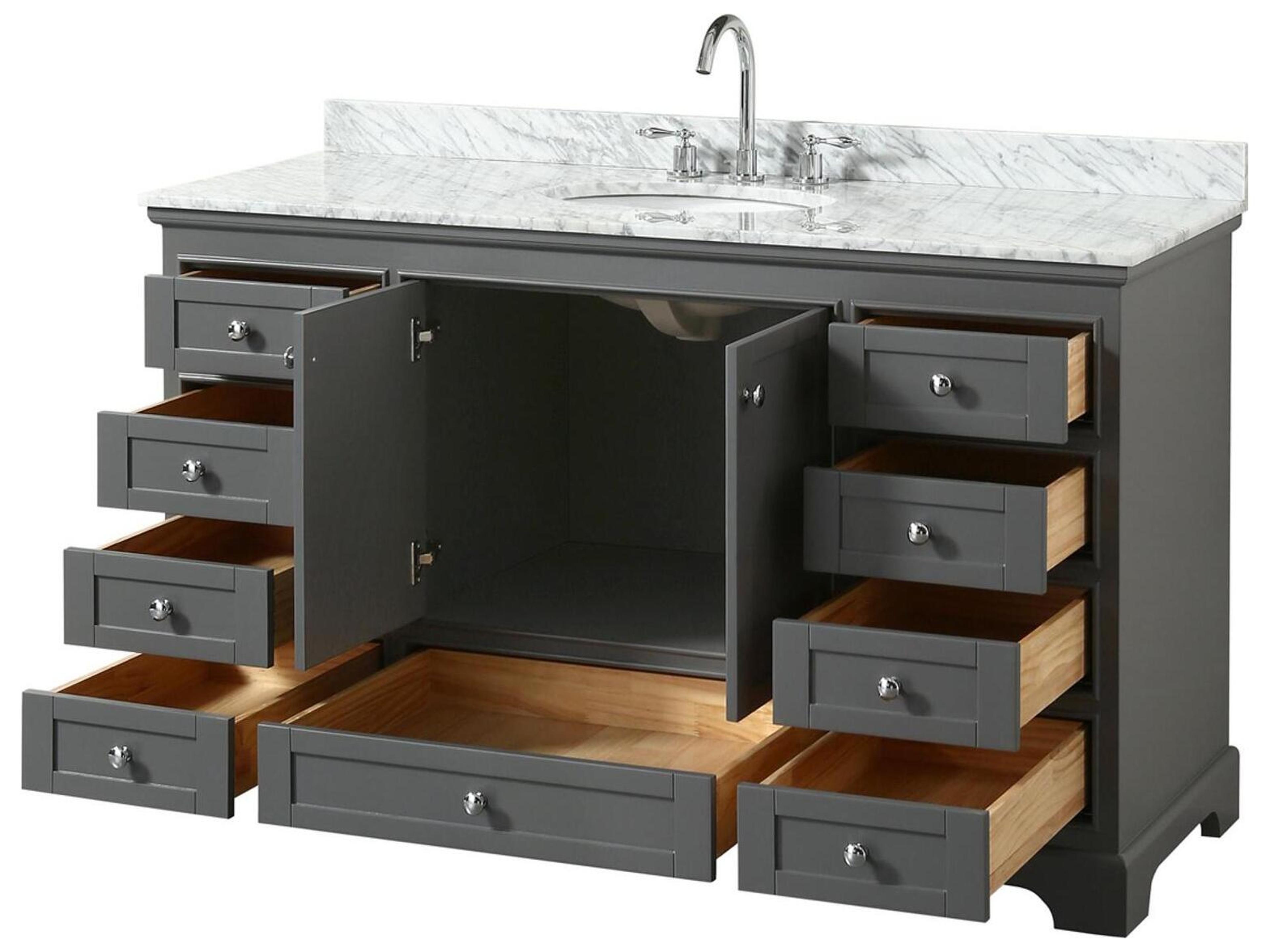 Wyndham Collection Deborah 60" Dark Gray Vanity