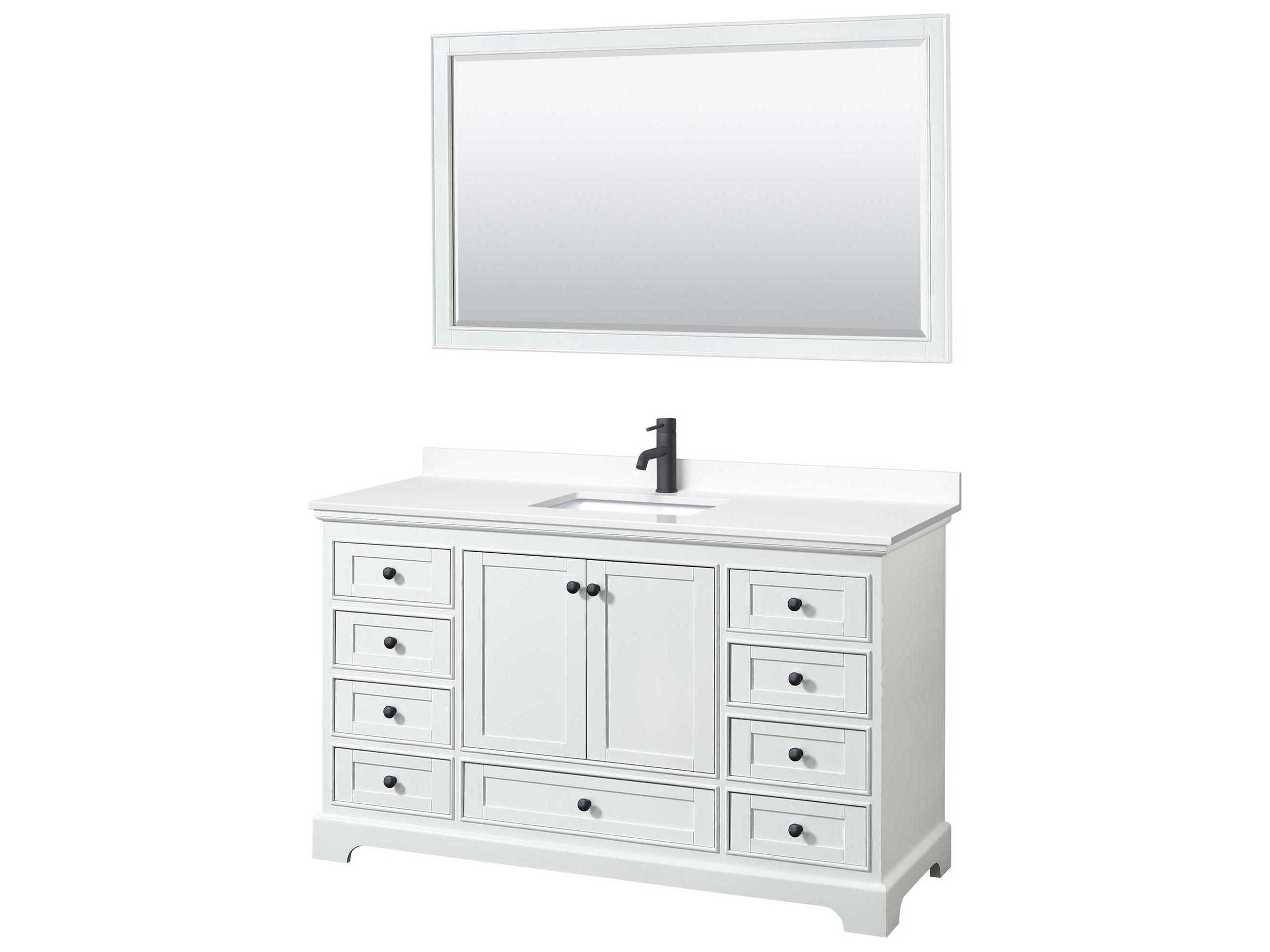 Wyndham Collection Deborah 60" White Vanity with 58" Mirror