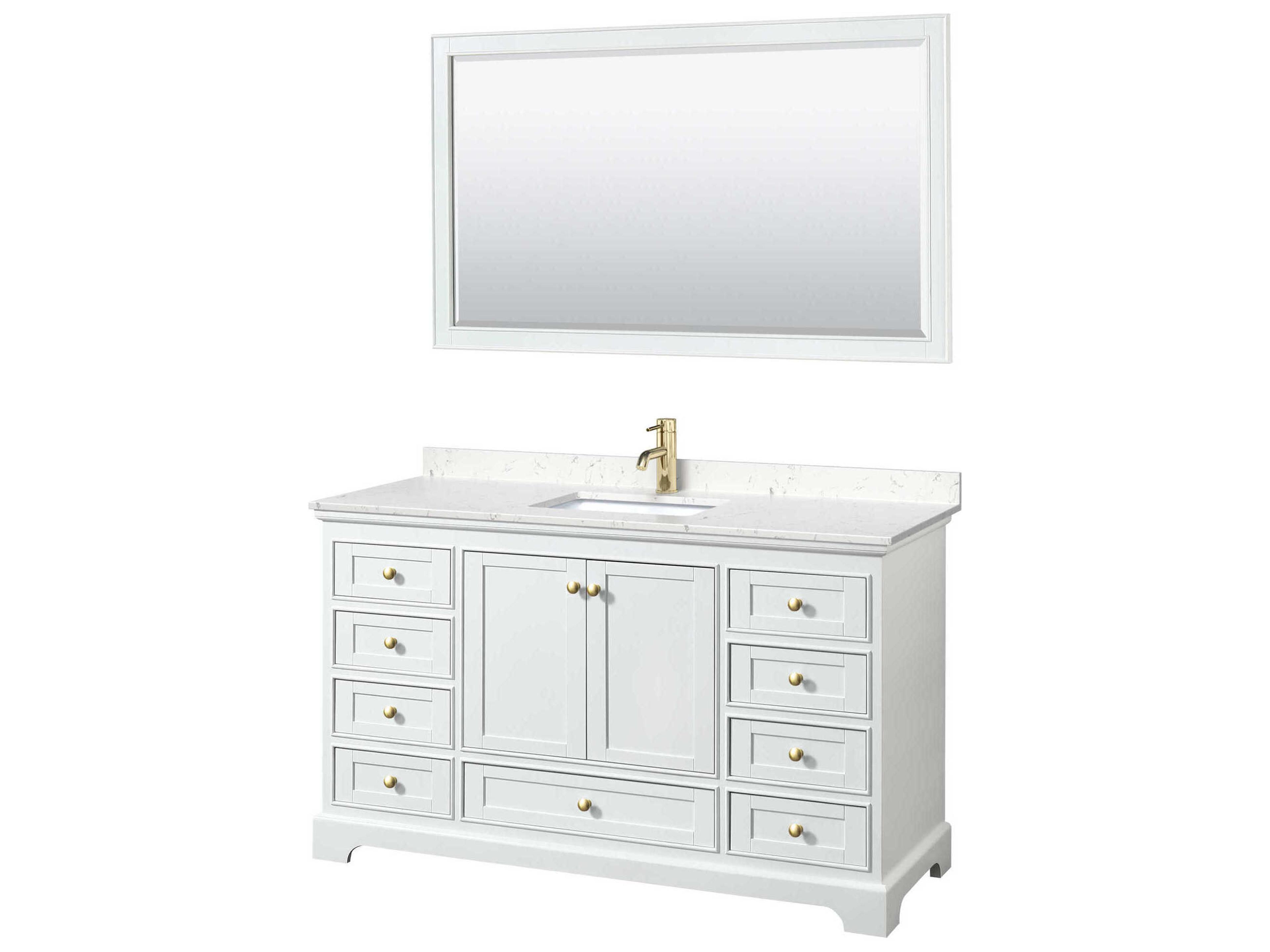 Wyndham Collection Deborah 60" White Vanity with 58" Mirror