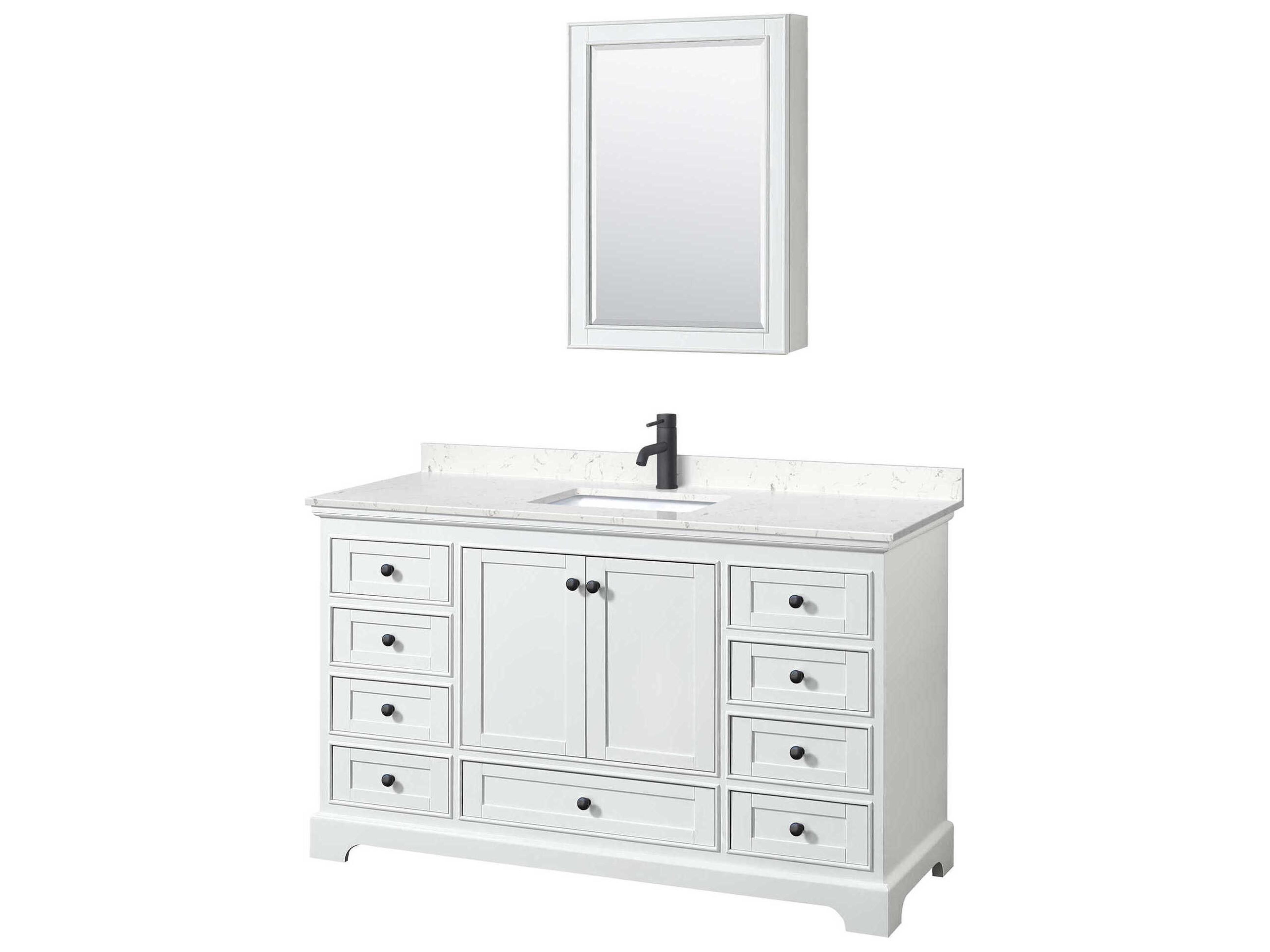 Deborah 60" White Vanity with Medicine Cabinet