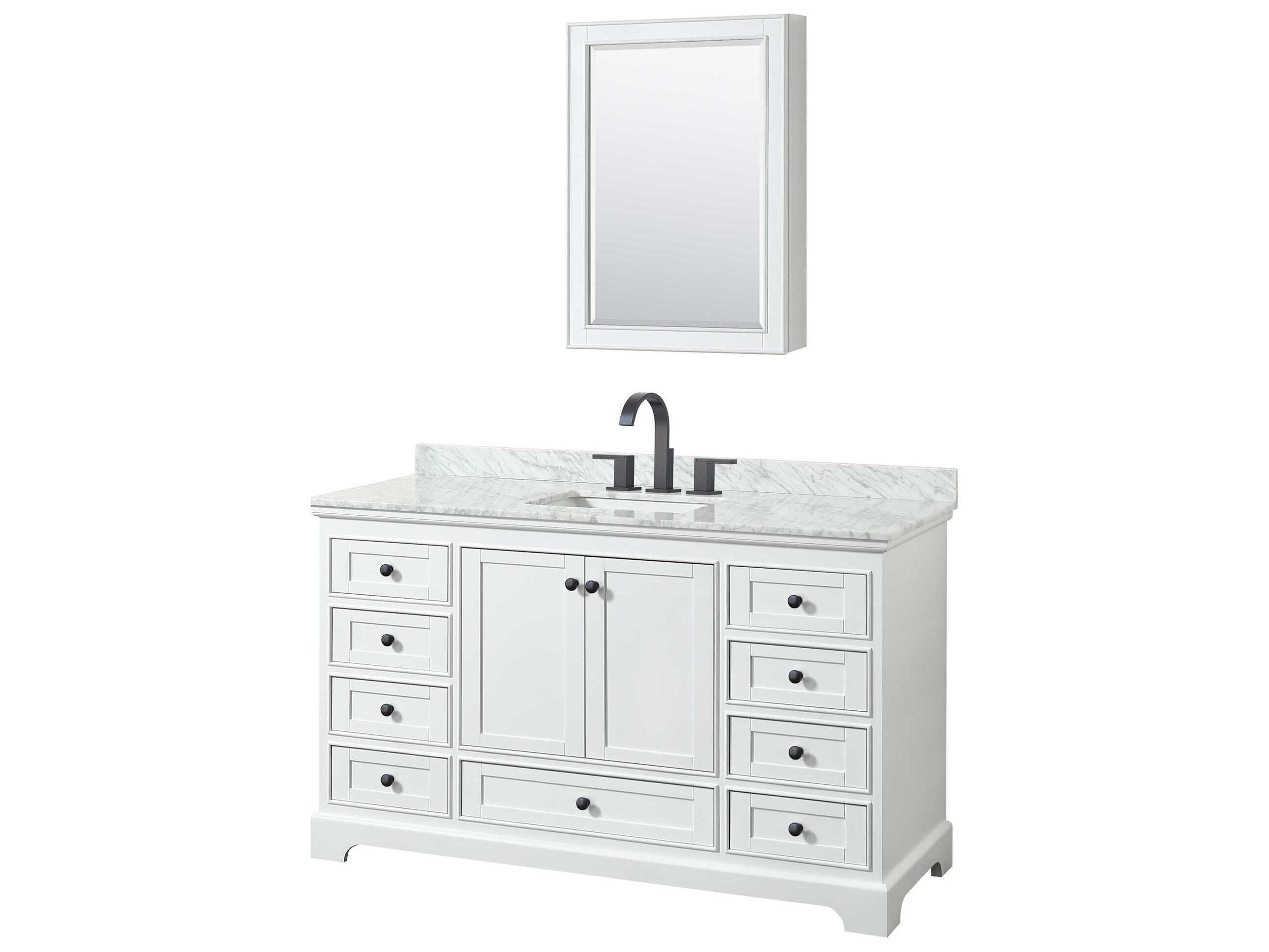 Wyndham Collection Deborah 60" White Vanity with Medicine Cabinet
