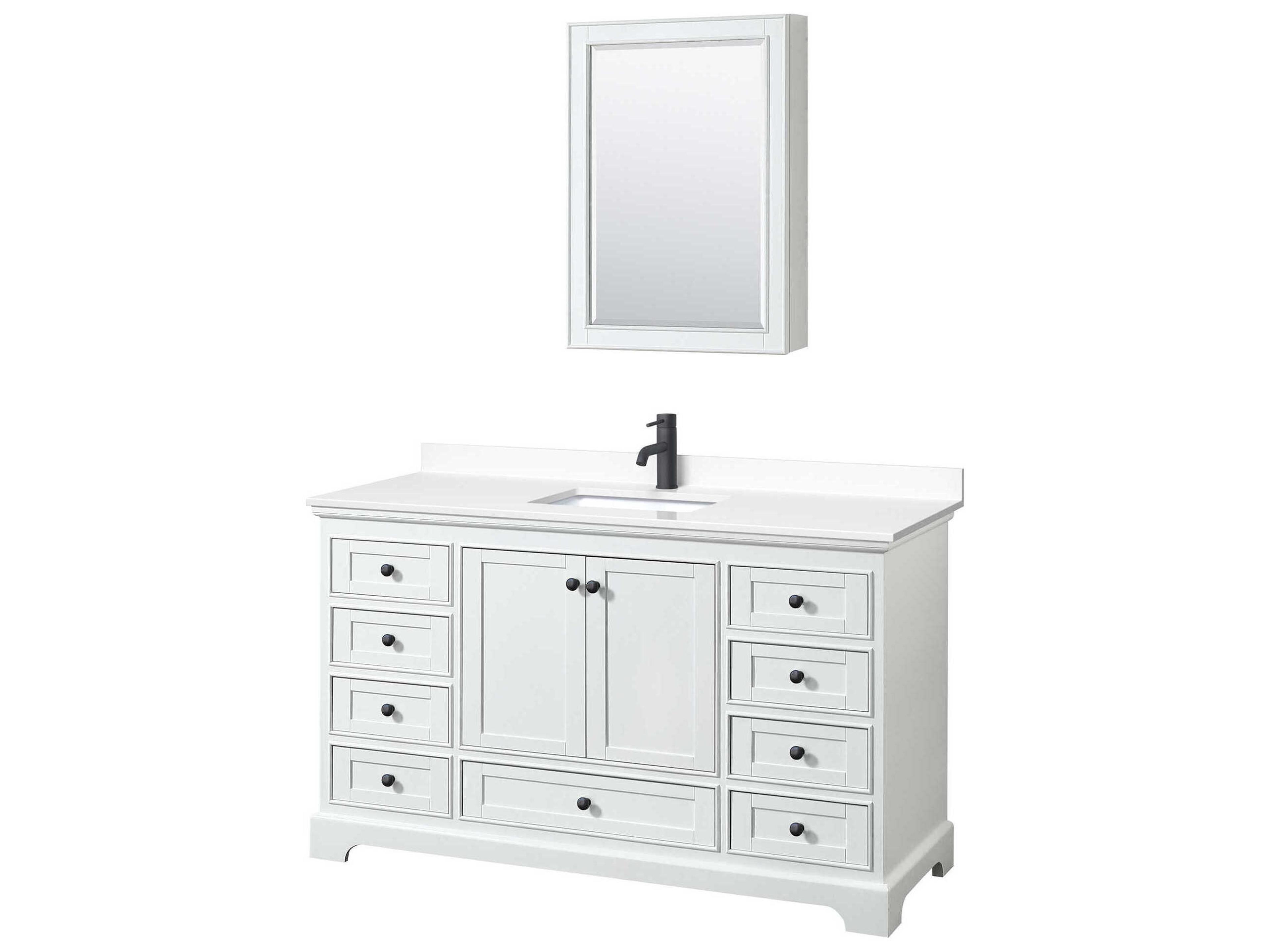 Wyndham Collection Deborah 60" White Vanity with Medicine Cabinet