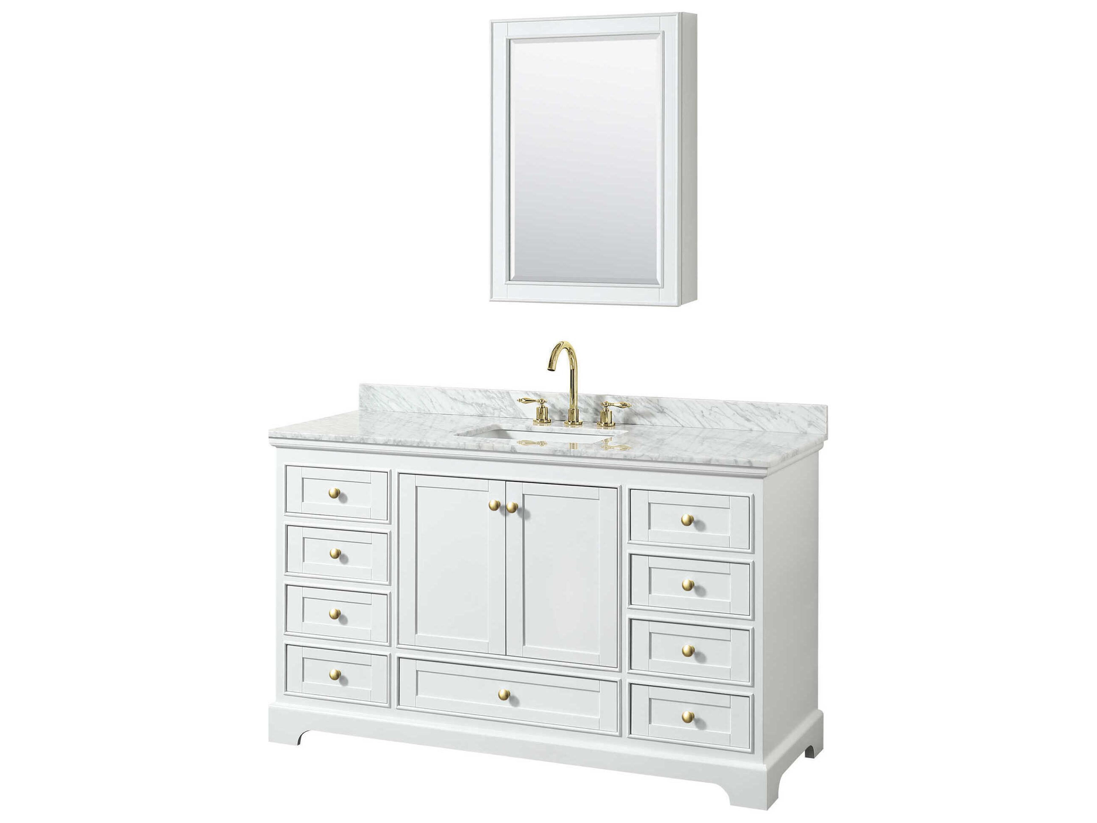 Wyndham Collection Deborah 60" White Vanity with Medicine Cabinet