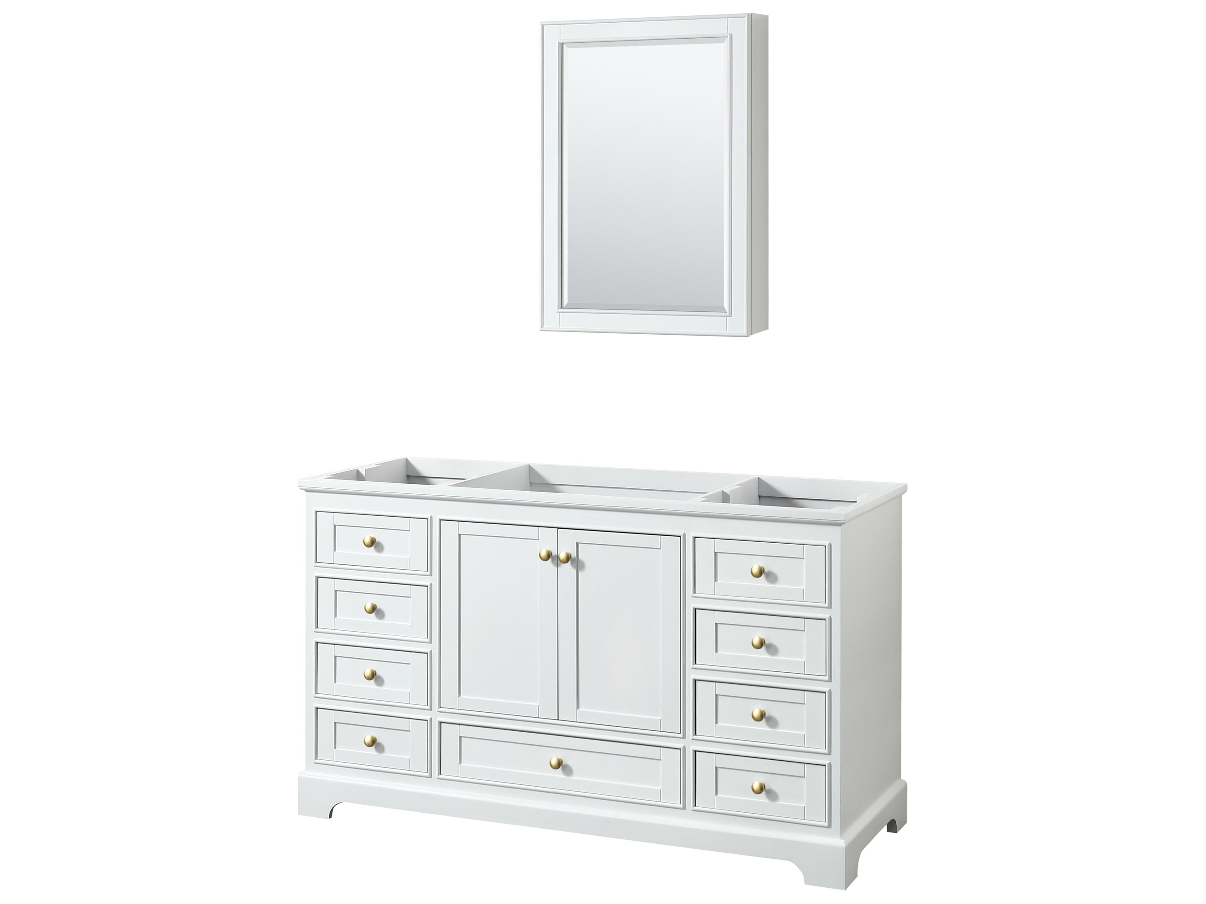 Wyndham Collection Deborah 59" White Vanity with Medicine Cabinet