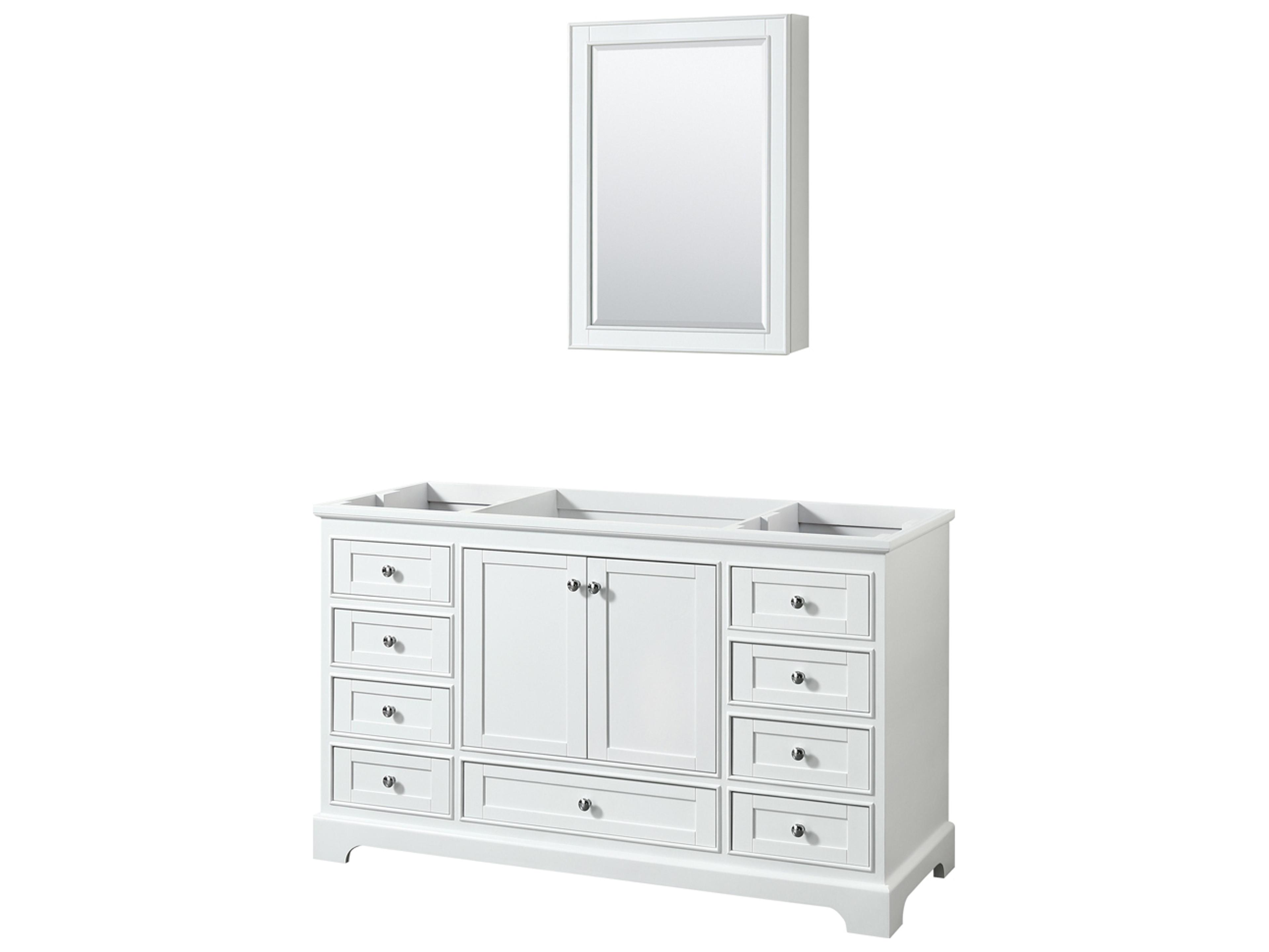 Wyndham Collection Deborah 59" White Vanity with Medicine Cabinet