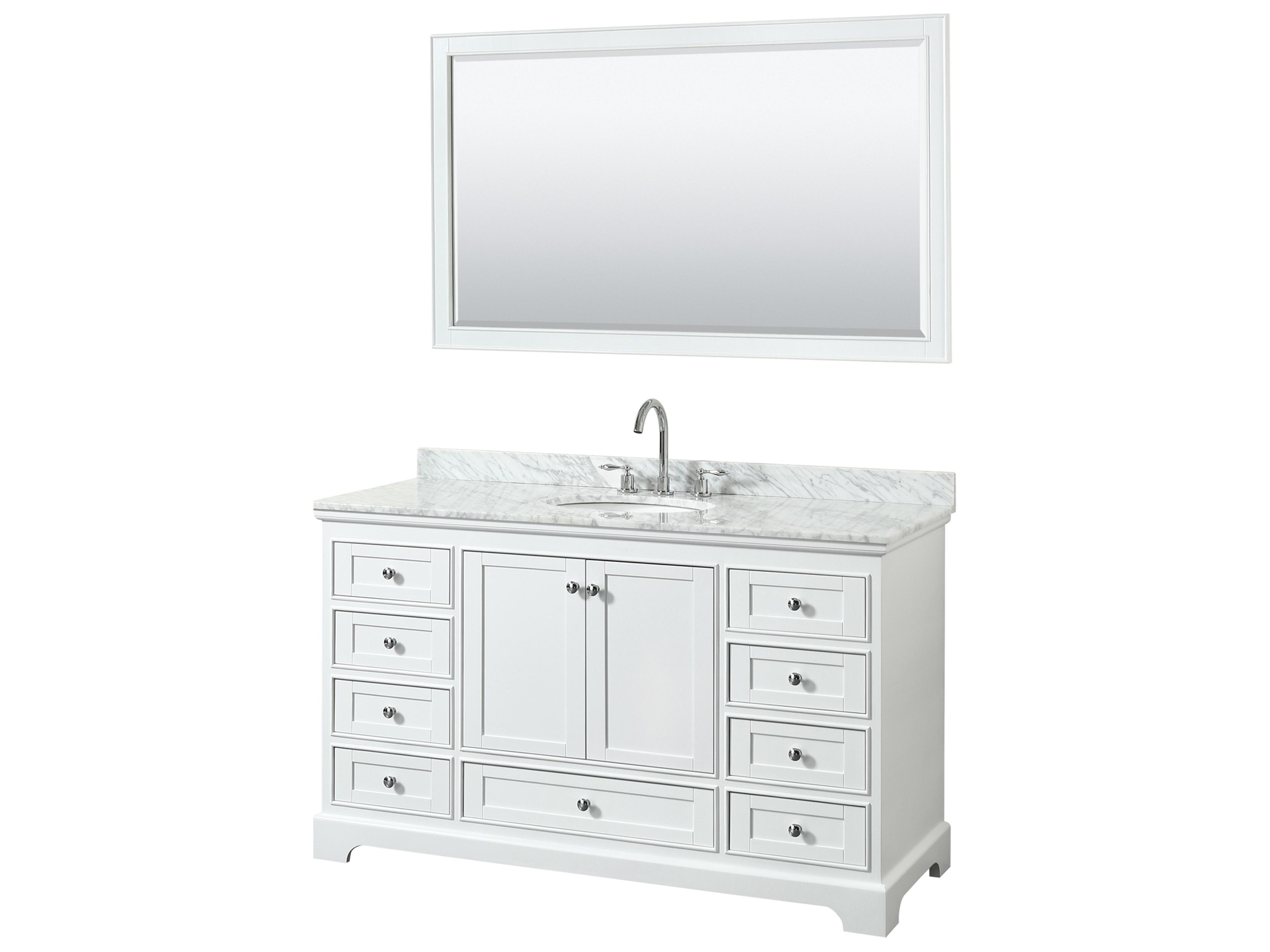 Wyndham Collection Deborah 60" White Vanity with 58" Mirror