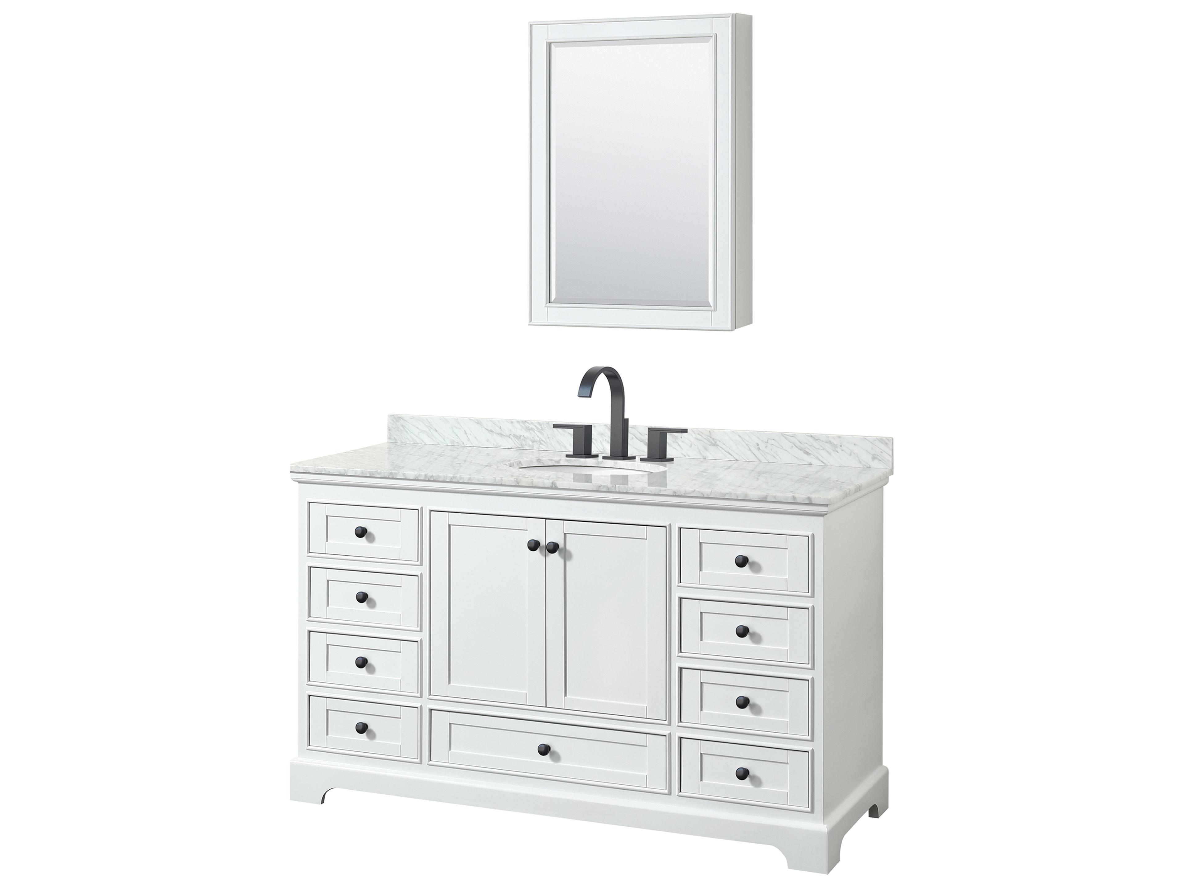 Deborah 60" White Vanity with Medicine Cabinet