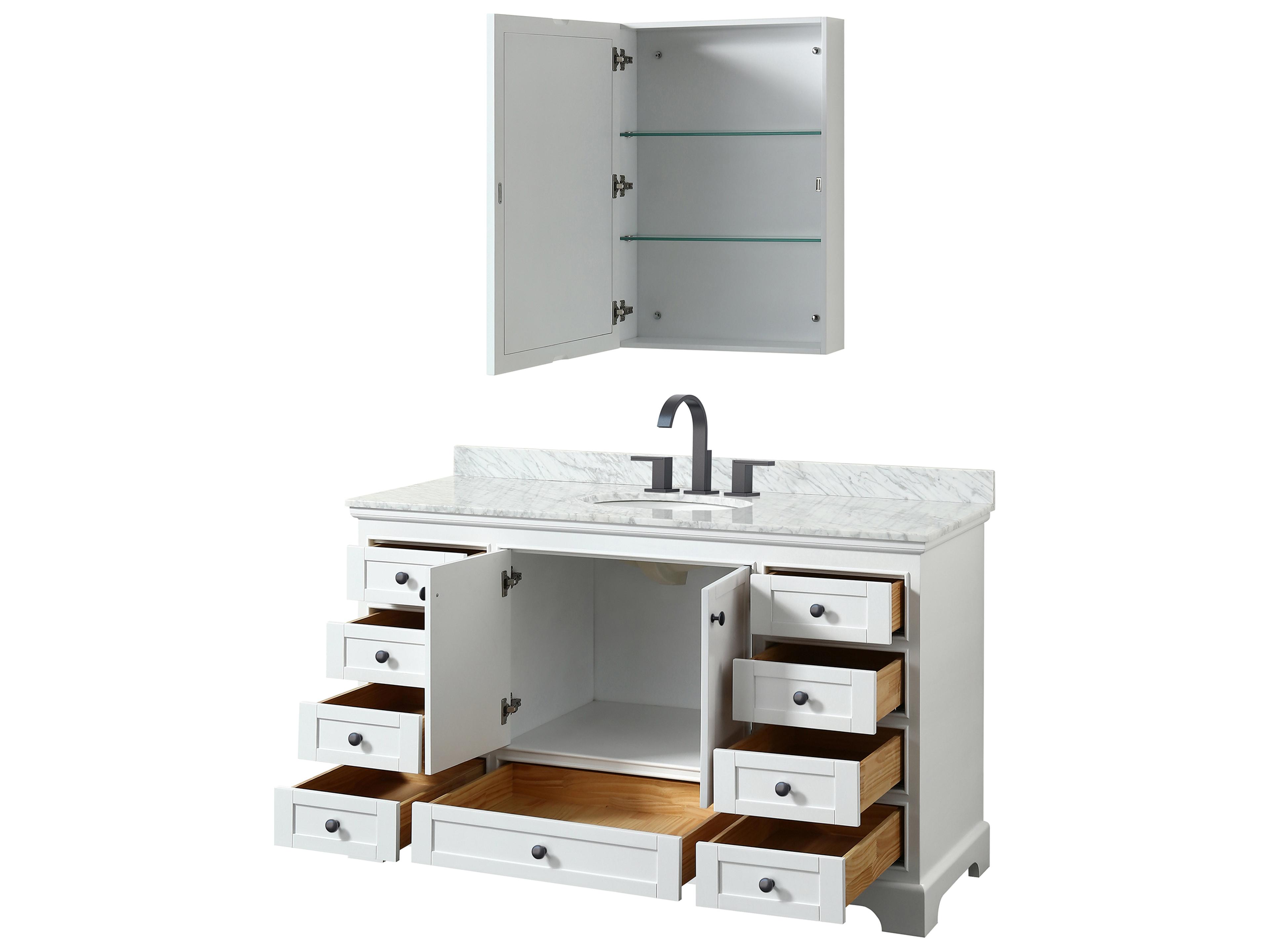 Wyndham Collection Deborah 60" White Vanity with Medicine Cabinet