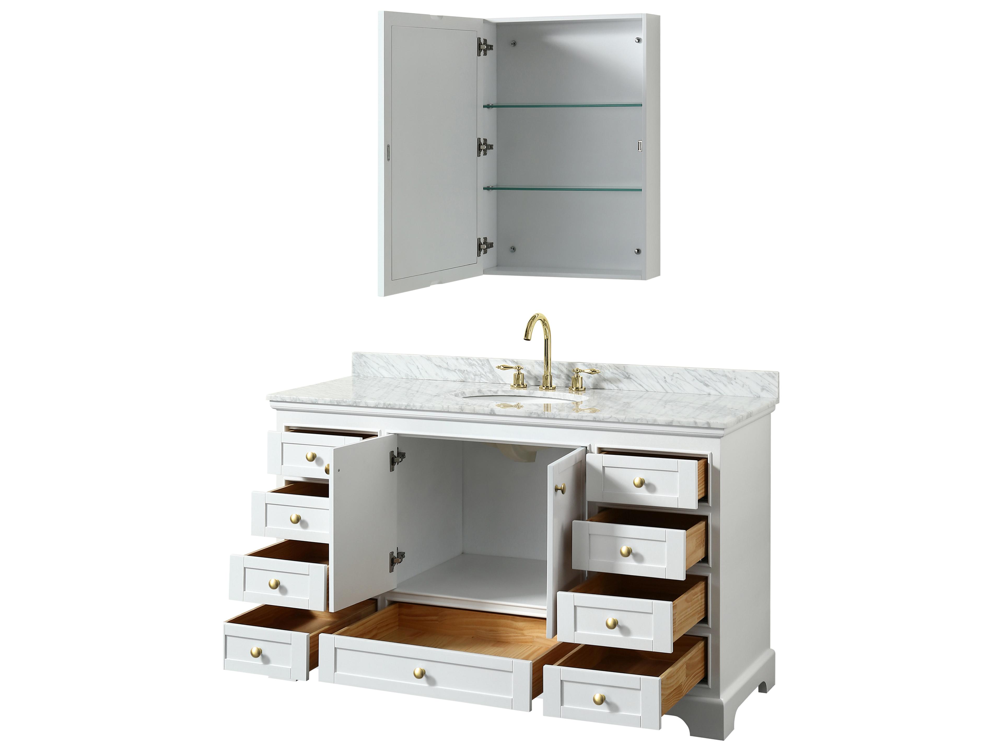 Wyndham Collection Deborah 60" White Vanity with Medicine Cabinet