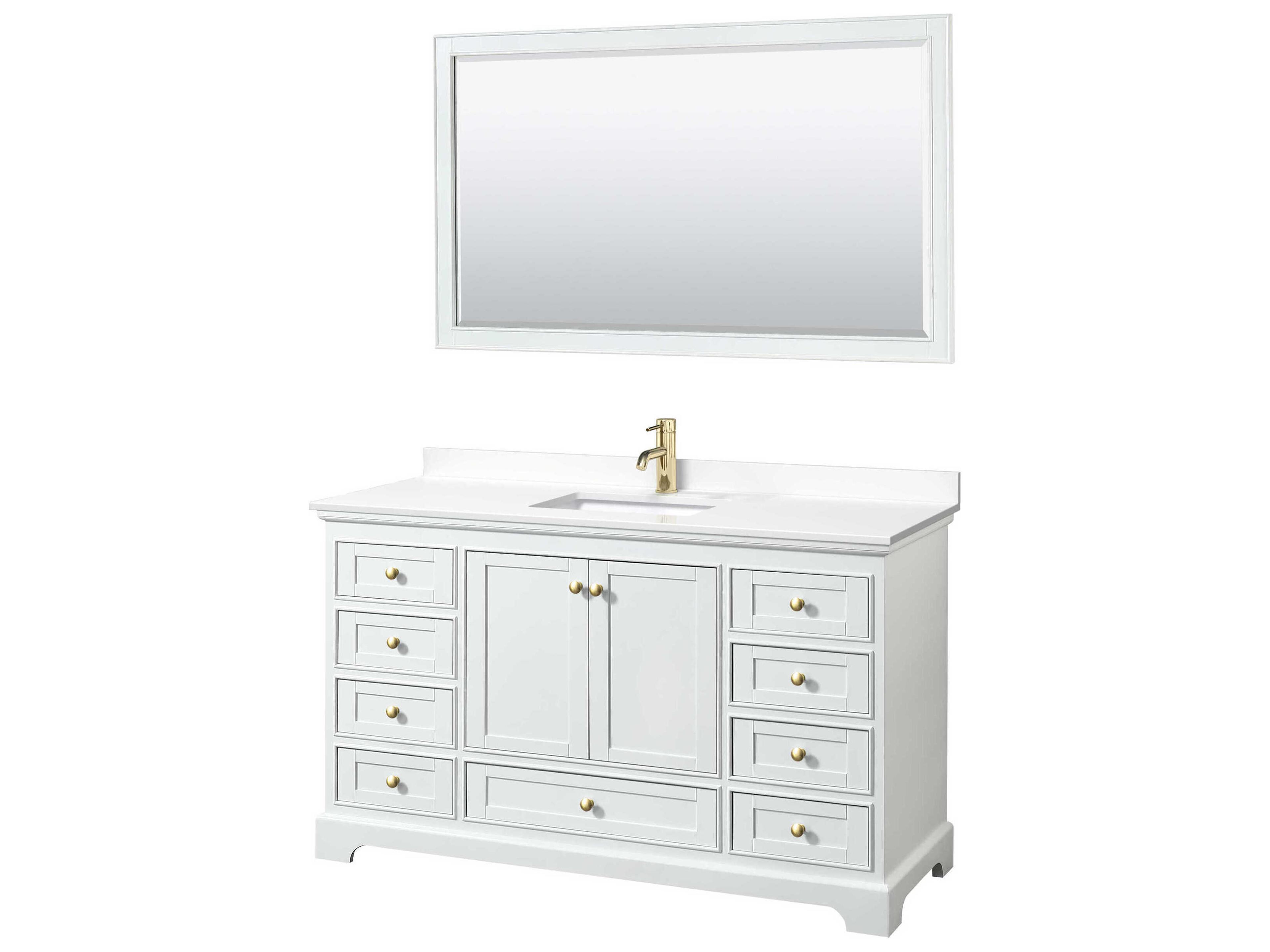 Wyndham Collection Deborah 60" White Vanity with 58" Mirror
