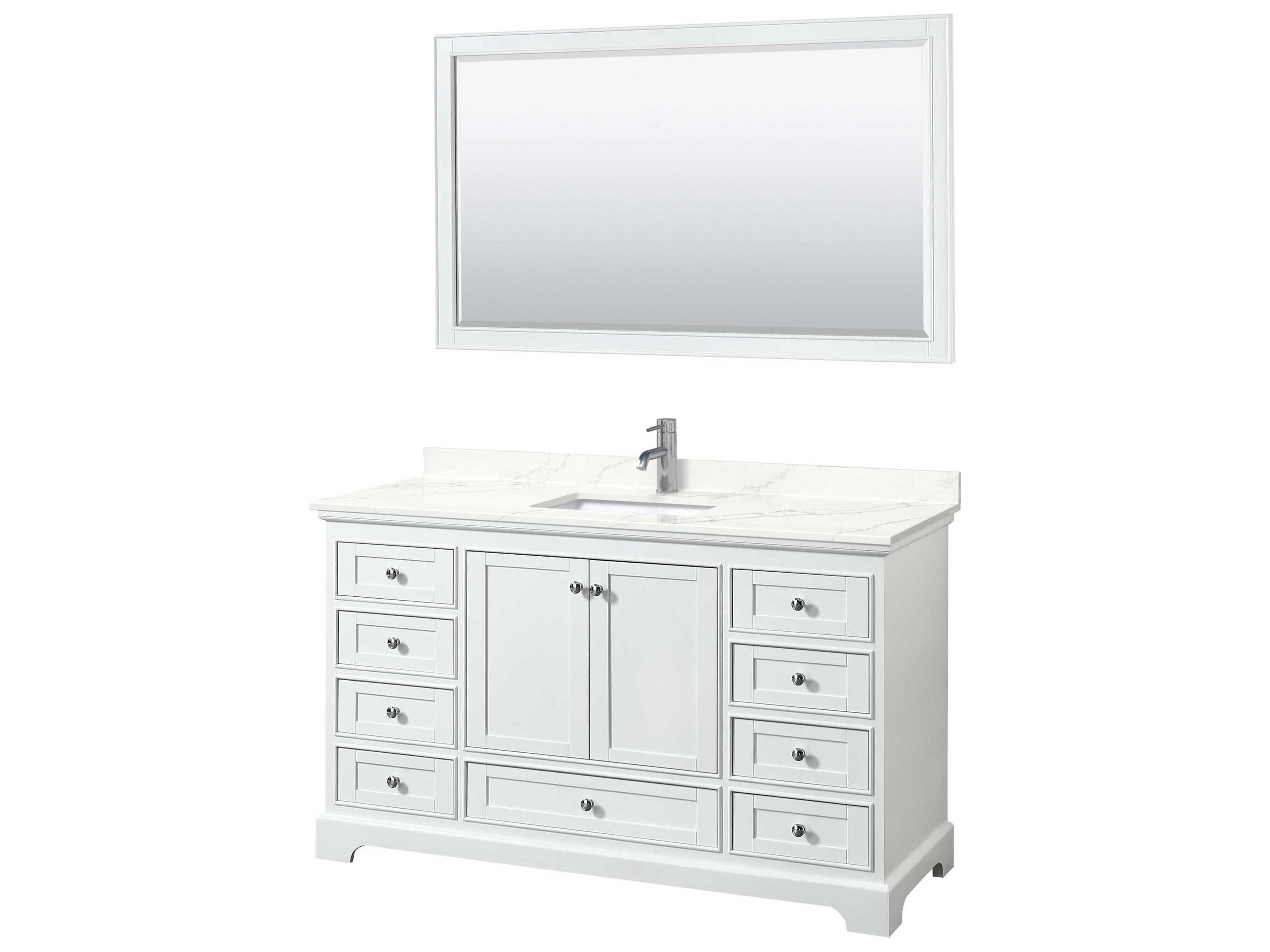 Wyndham Collection Deborah 60" White Vanity with 58" Mirror