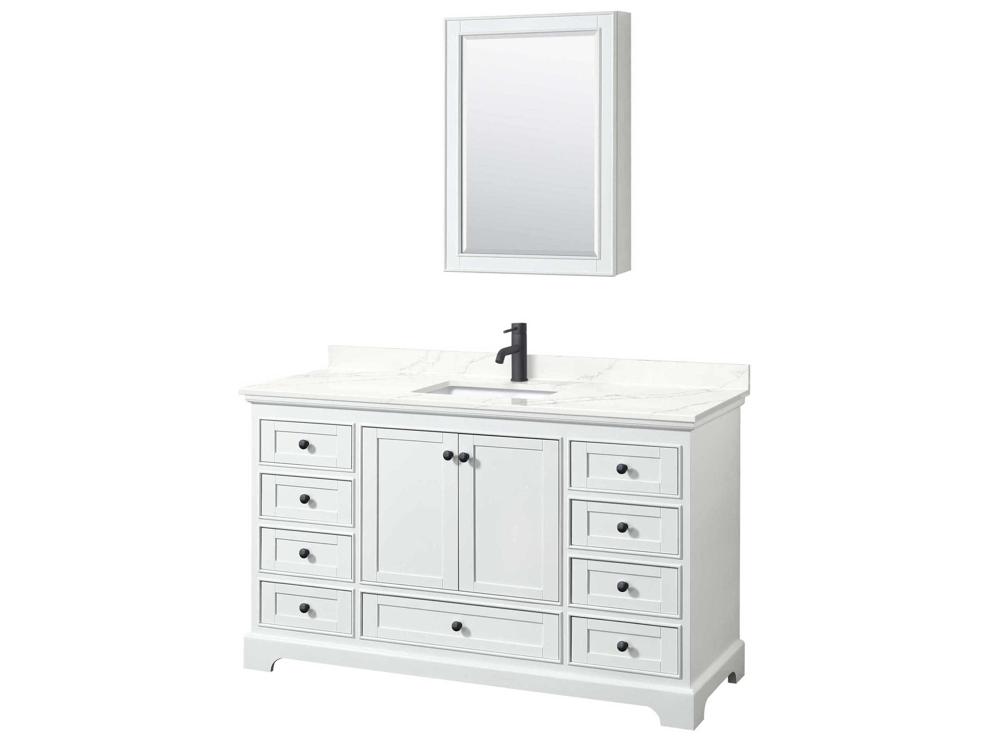 Deborah 60" White Vanity with Medicine Cabinet