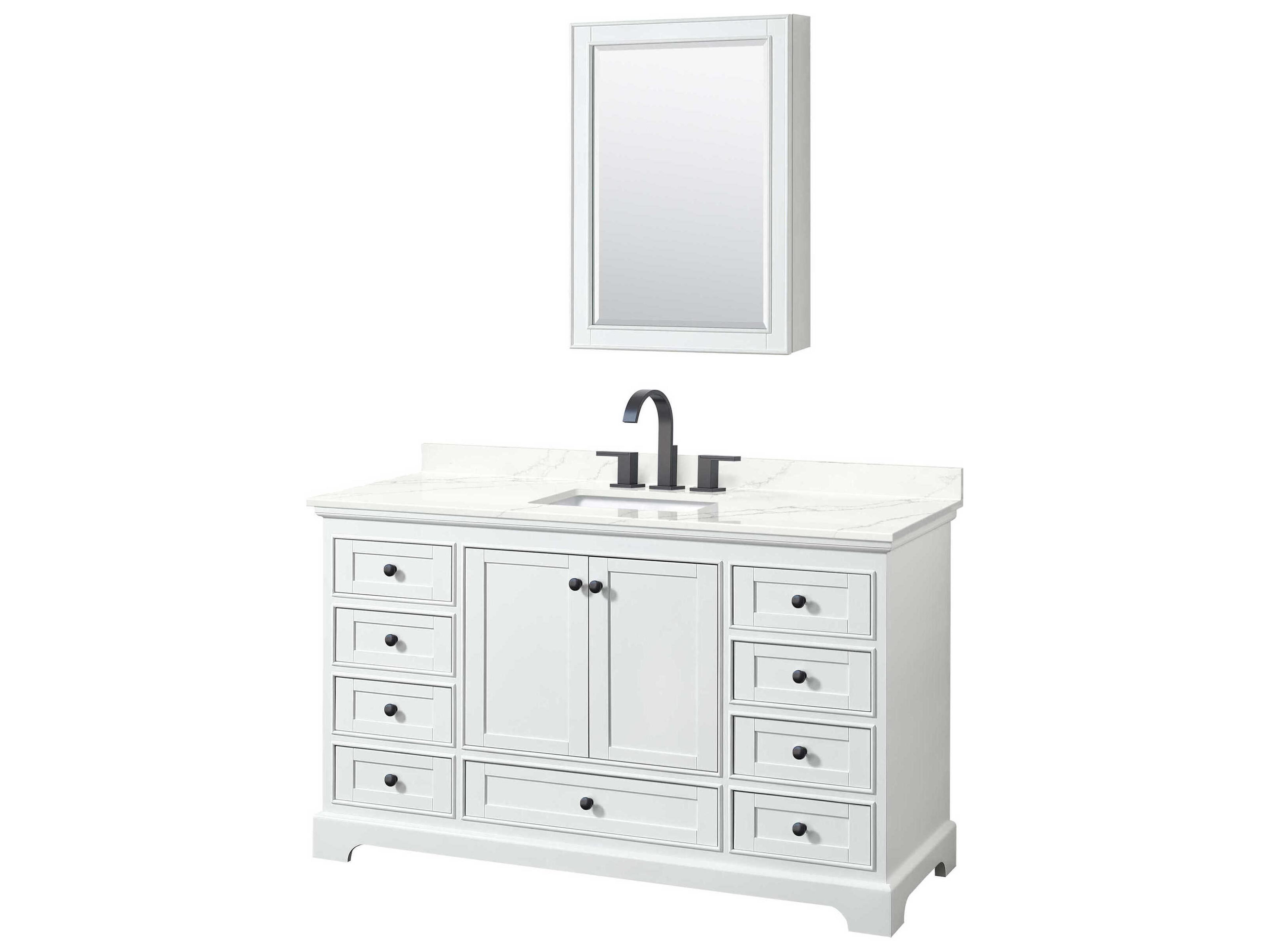 Wyndham Collection Deborah 60" White Vanity with Medicine Cabinet