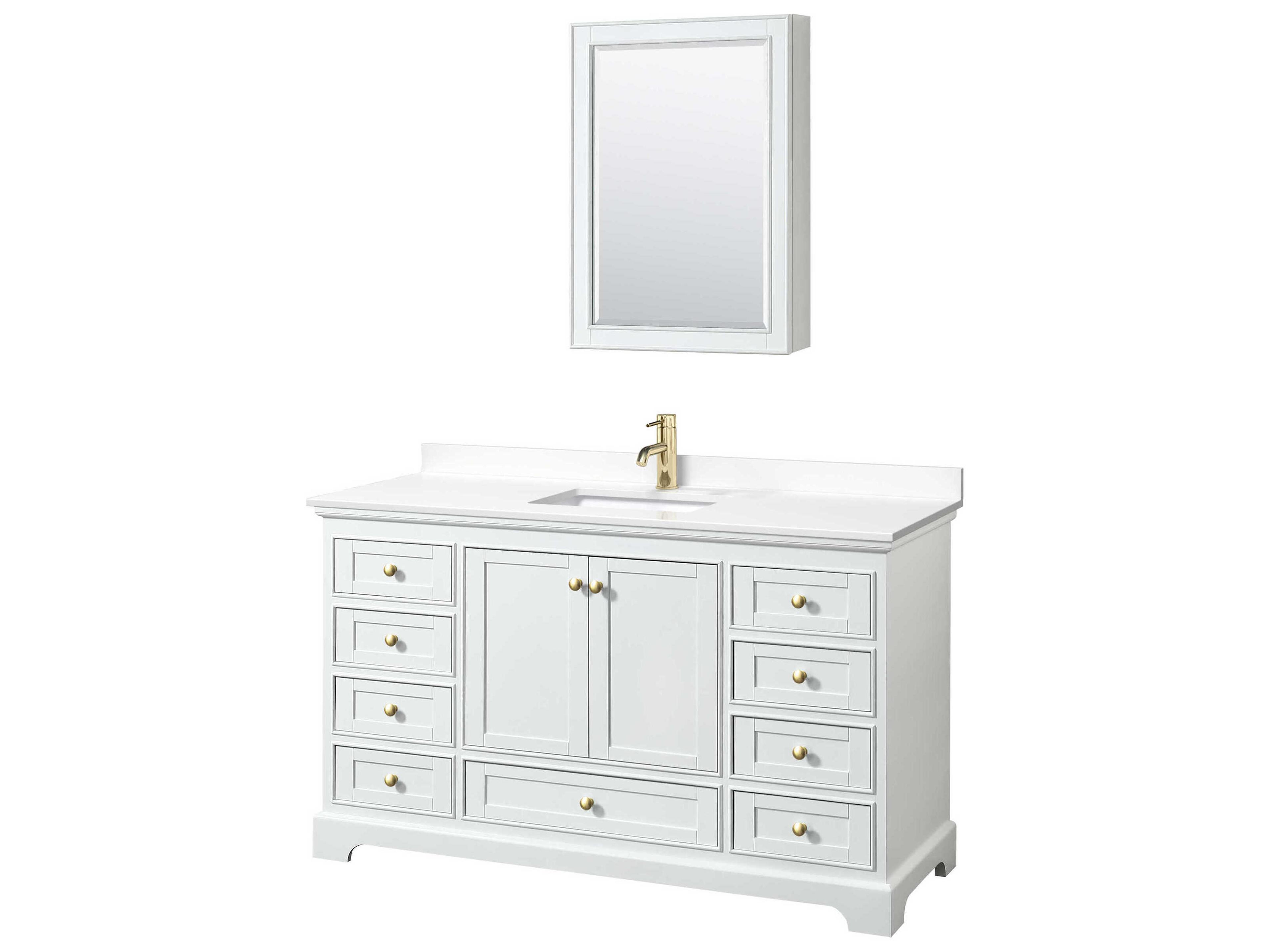 Wyndham Collection Deborah 60" White Vanity with Medicine Cabinet