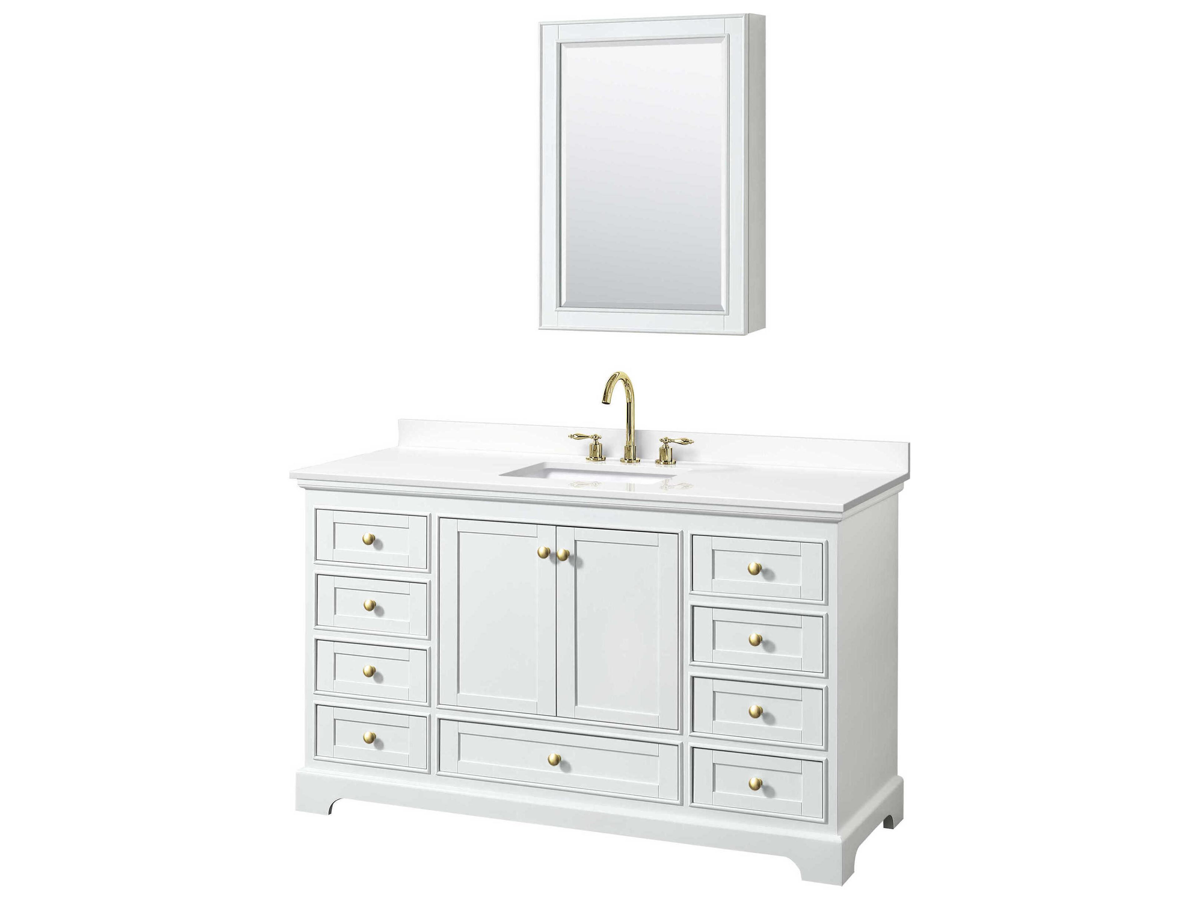 Wyndham Collection Deborah 60" White Vanity with Medicine Cabinet