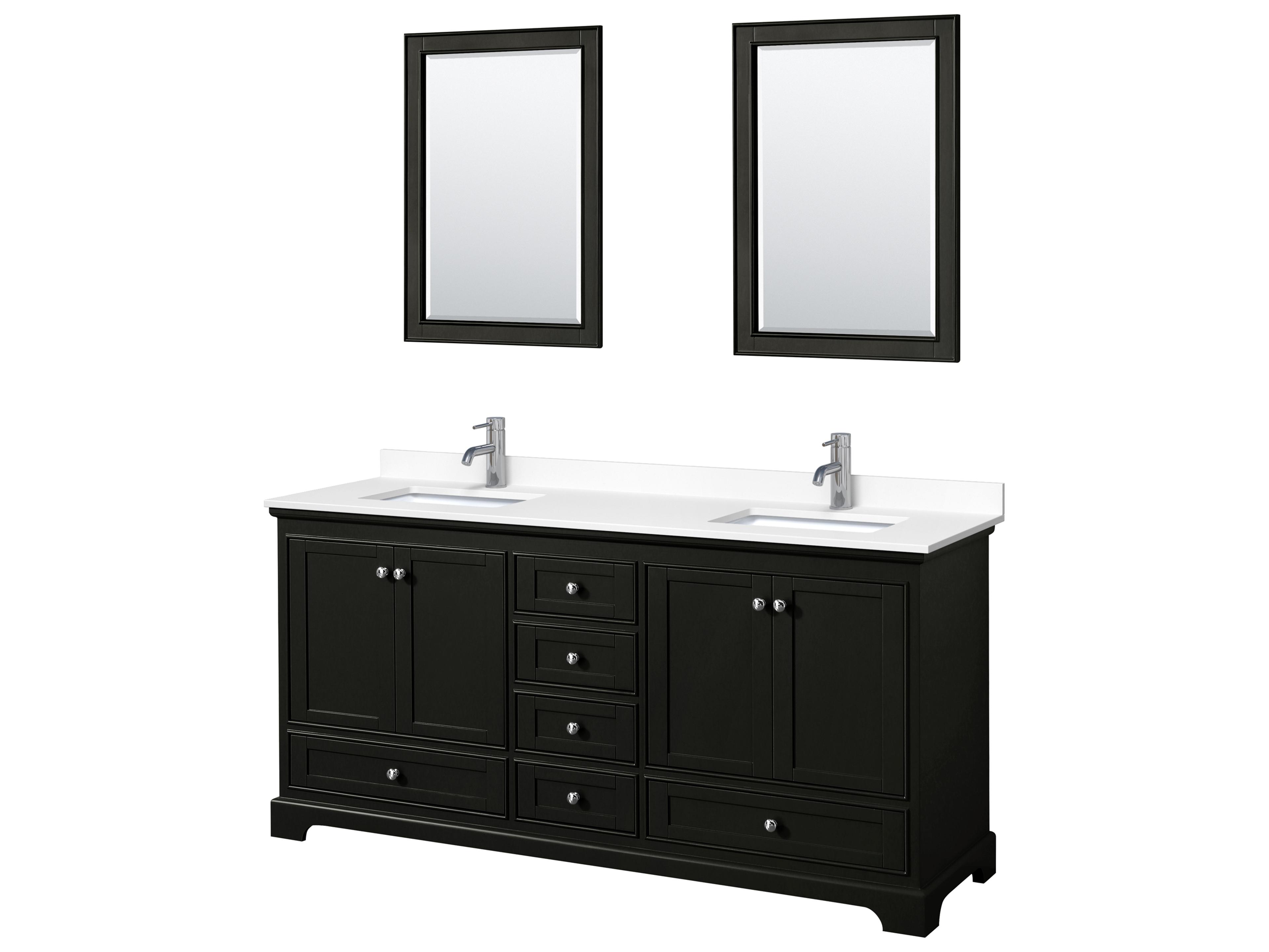 Wyndham Collection Deborah 72" Dark Espresso Vanity with 24" Mirror