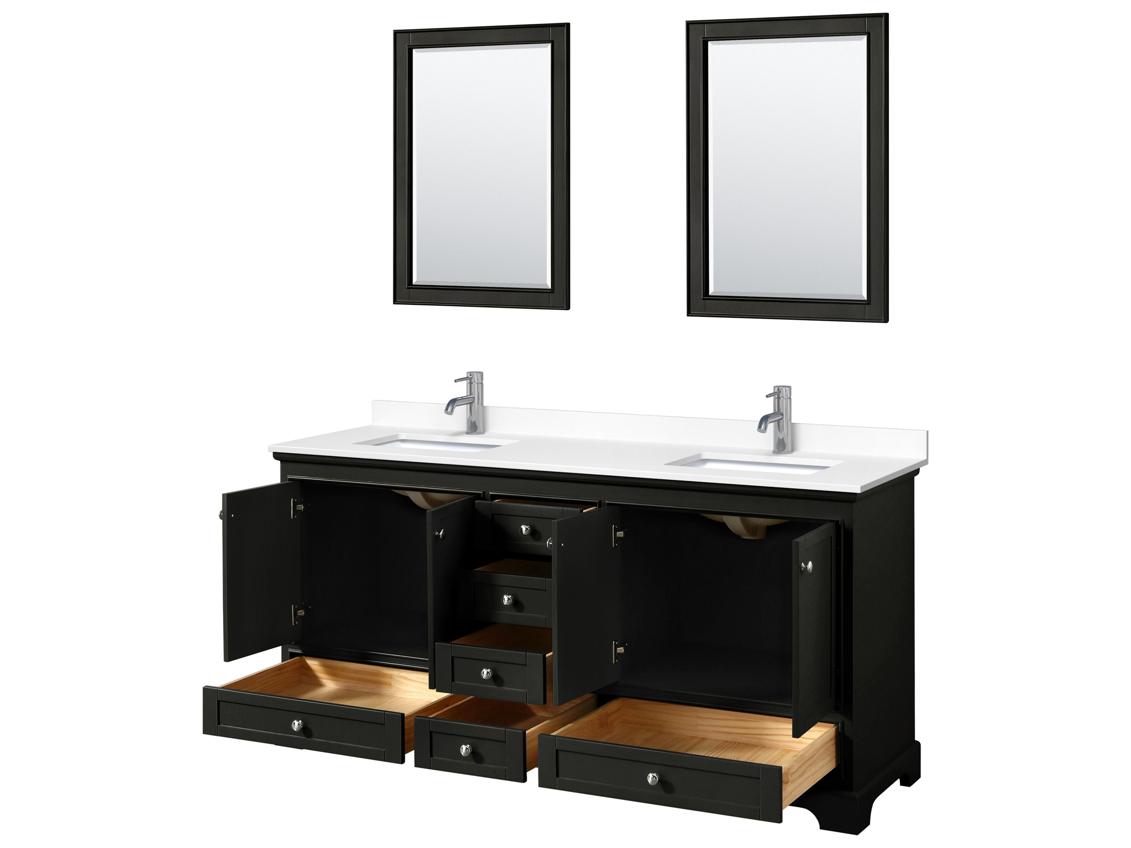 Wyndham Collection Deborah 72" Dark Espresso Vanity with 24" Mirror
