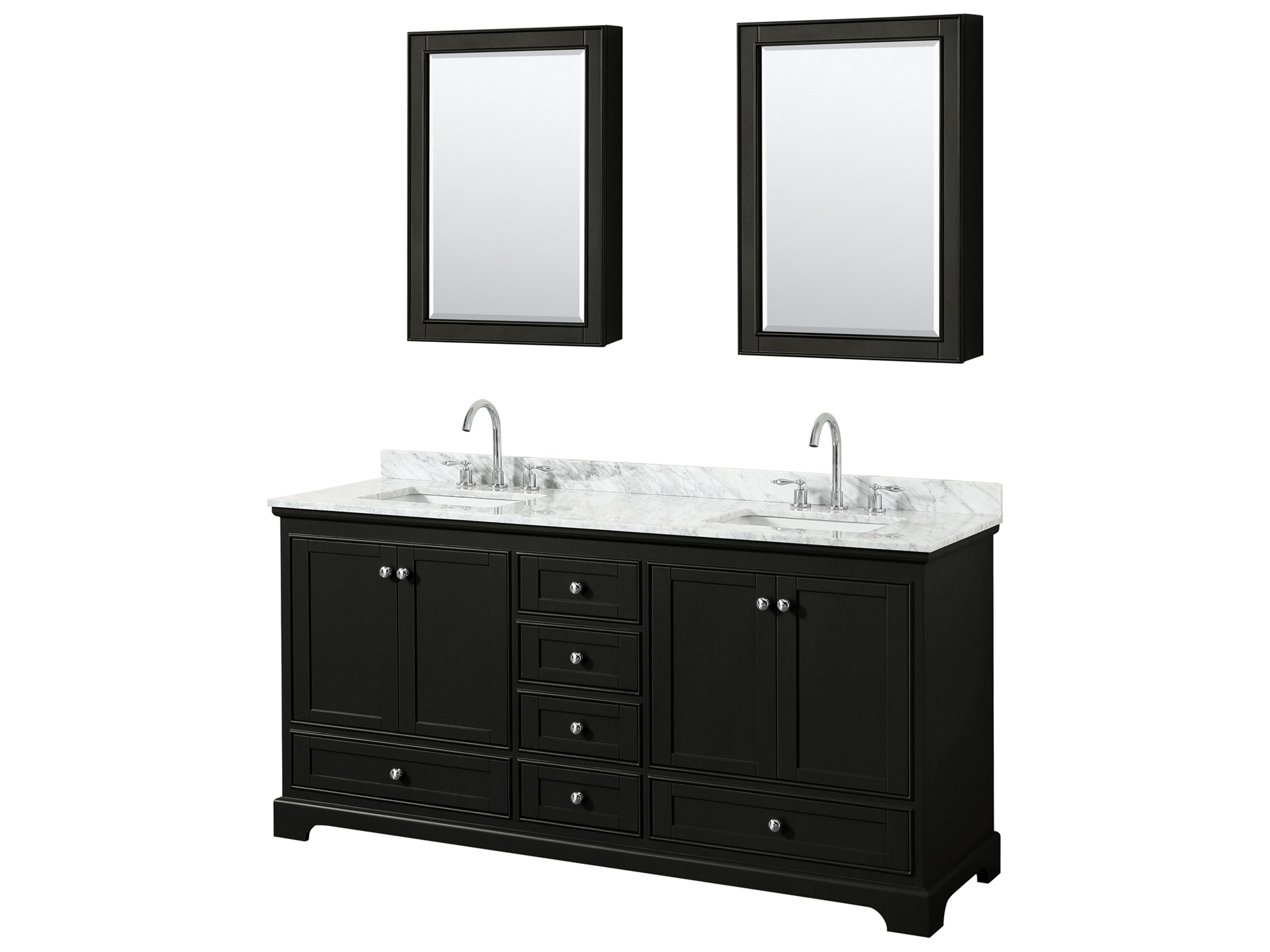 Wyndham Collection Deborah 72" Dark Espresso Vanity with Medicine Cabinet